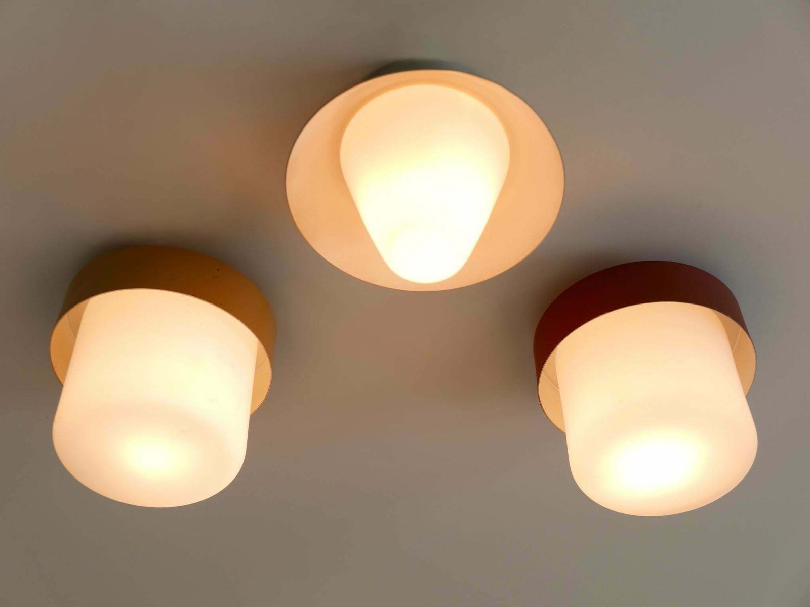 photo for sale Set Of Three Rare & Lovely Ceiling Fixtures Or Flush Mounts Germany 1960s