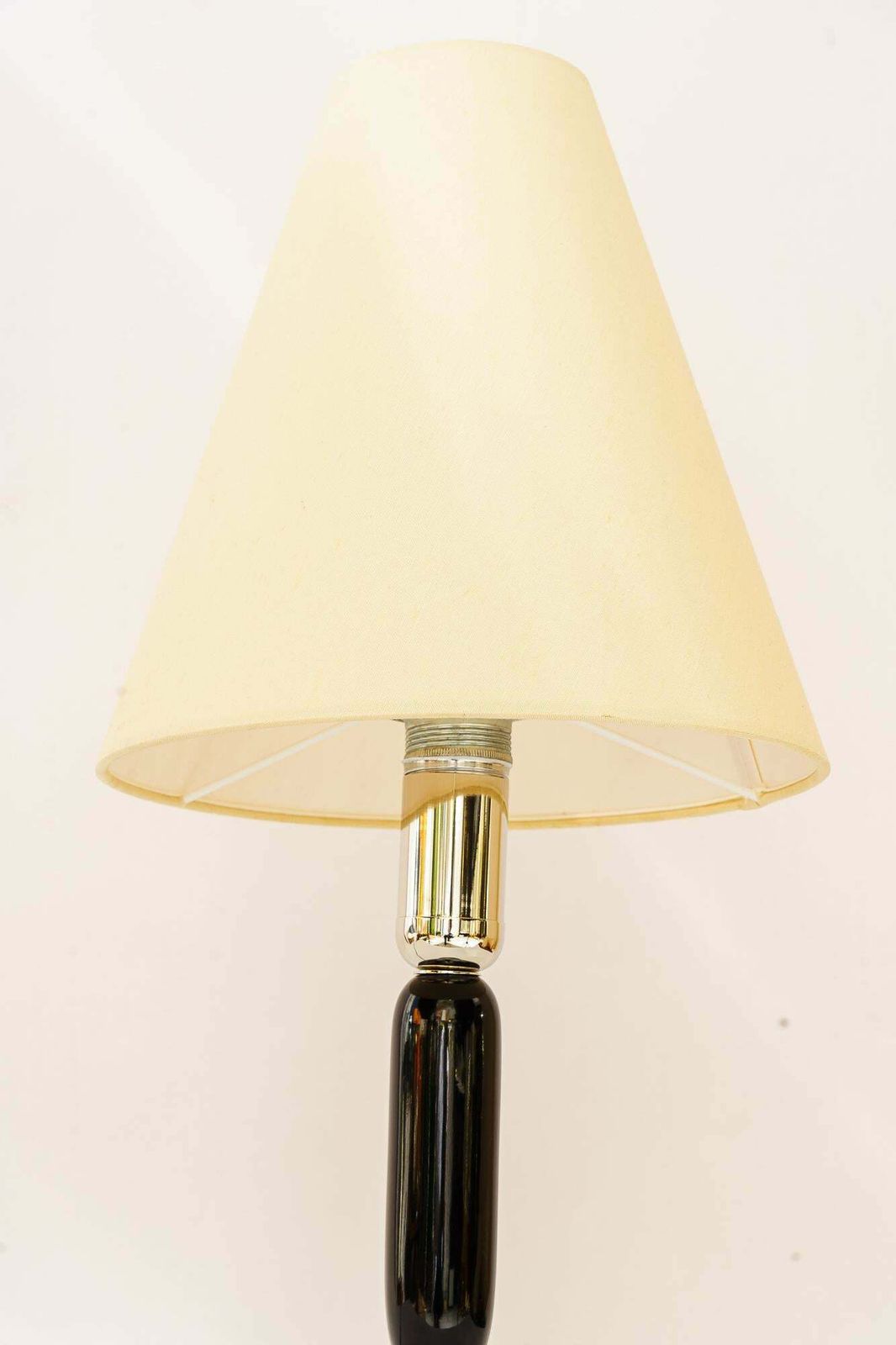 Big Art Deco Wood Table Lamp With Fabric Shade Vienna Around 1930s photo Lighting