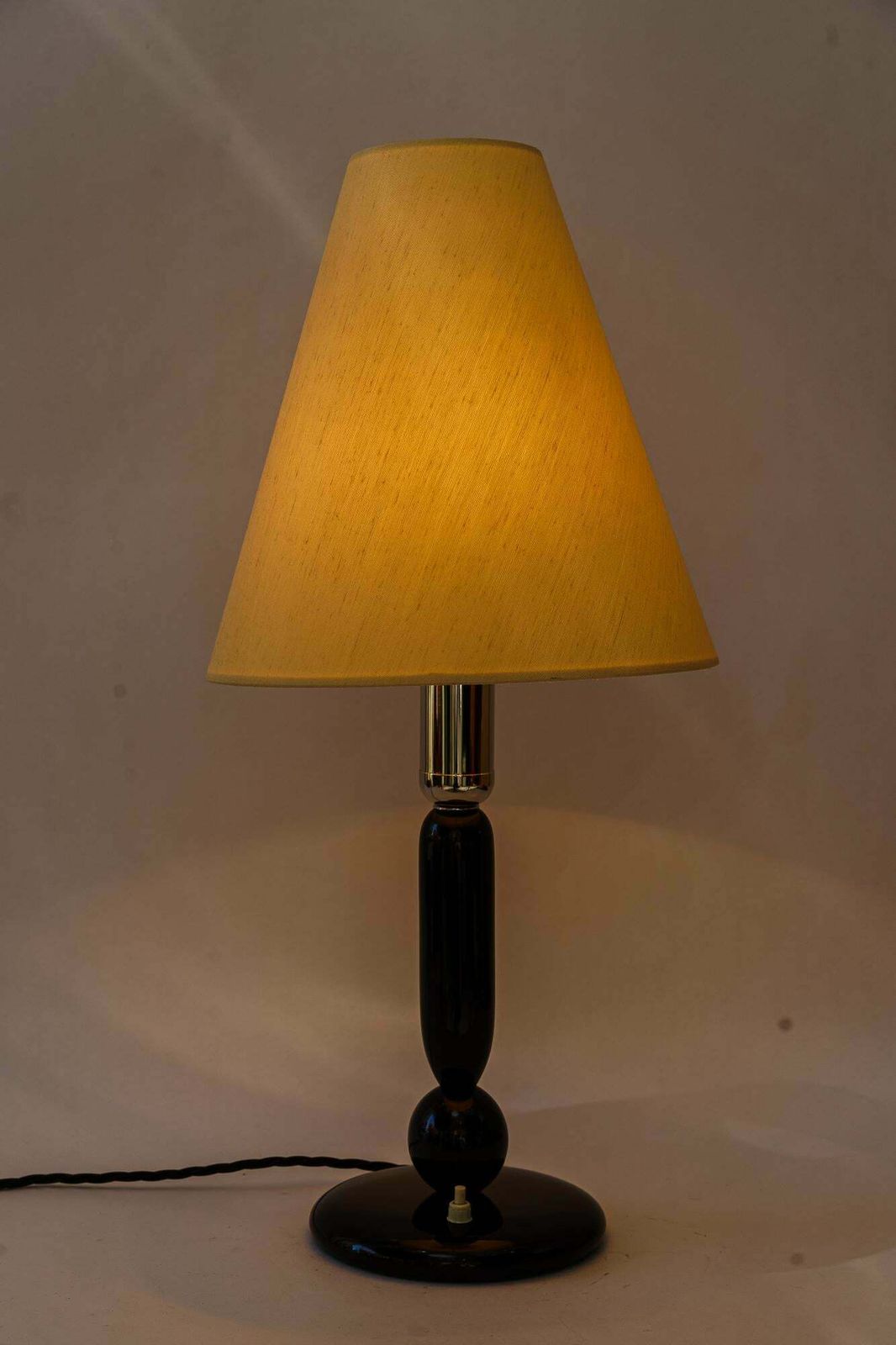 Big Art Deco Wood Table Lamp With Fabric Shade Vienna Around 1930s photo 558.0
