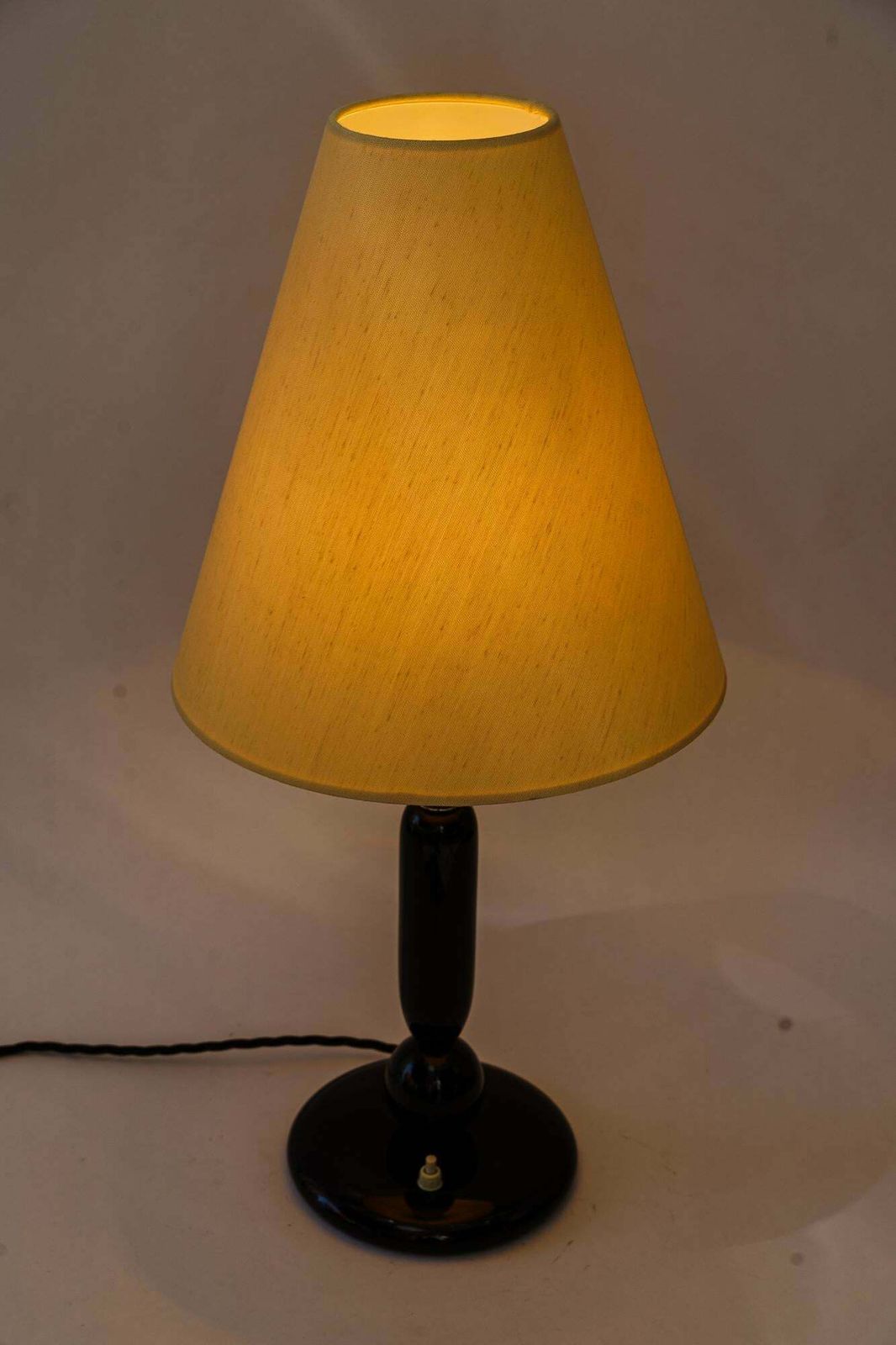 Big Art Deco Wood Table Lamp With Fabric Shade Vienna Around 1930s photo buy