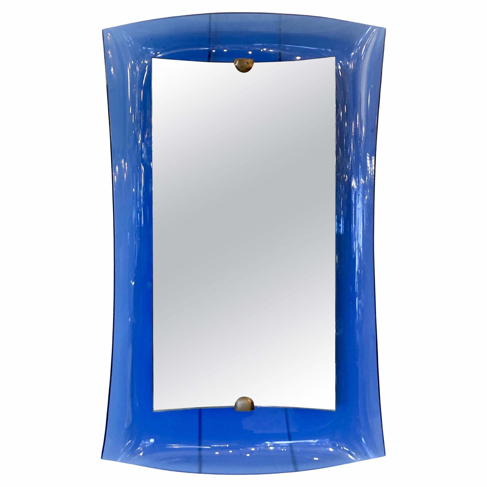 Mid Century Modern Cobalt Blue Glass Mirror, Italy, 1950s