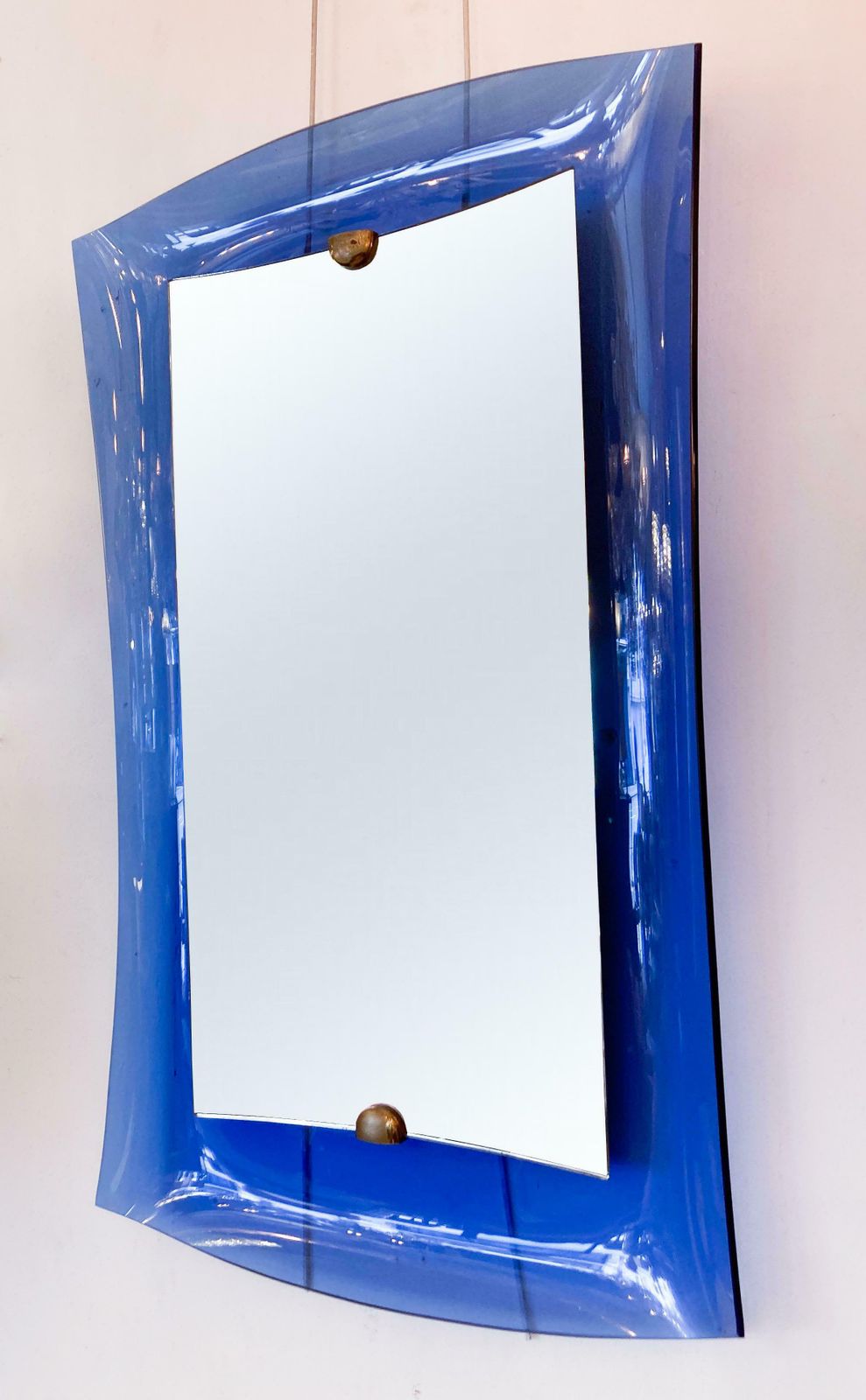 Mid Century Modern Cobalt Blue Glass Mirror, Italy, 1950s photo furniture