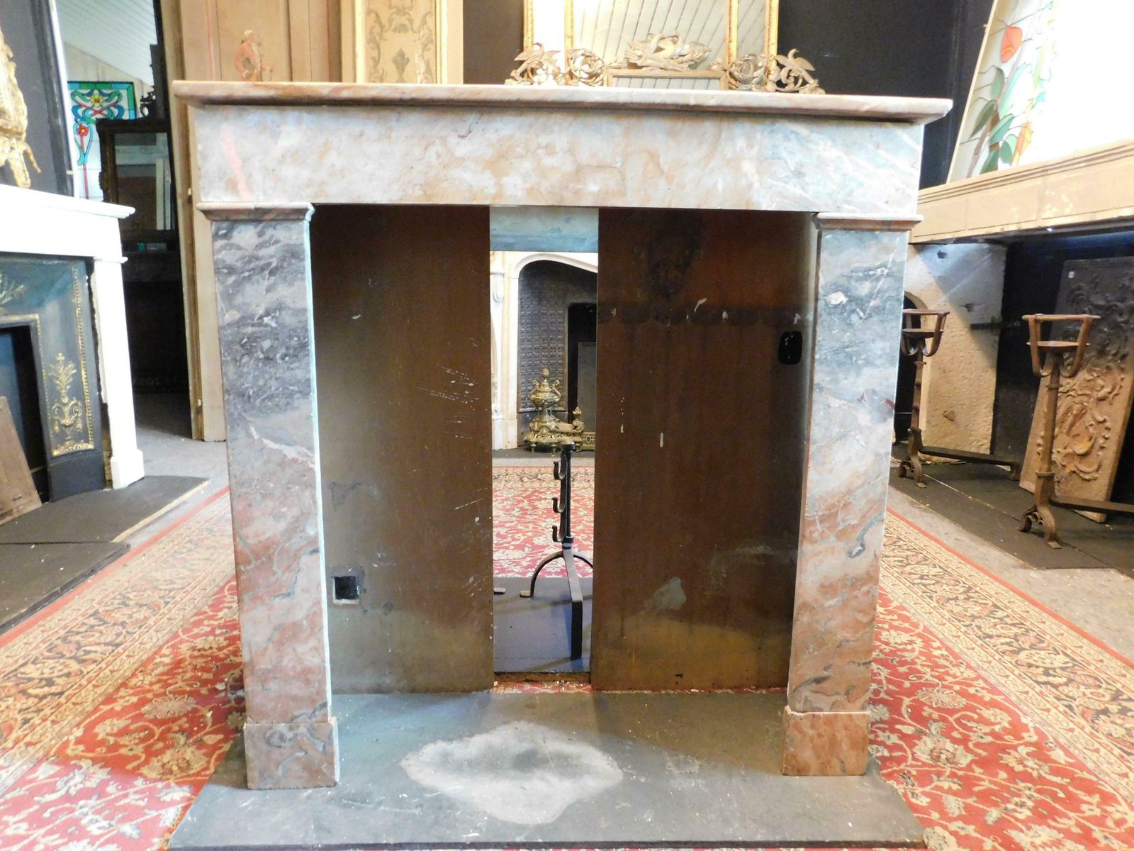 Fireplace Mantle In Gray And Pink Marble "Fior Di Pesco", Italy photo furniture