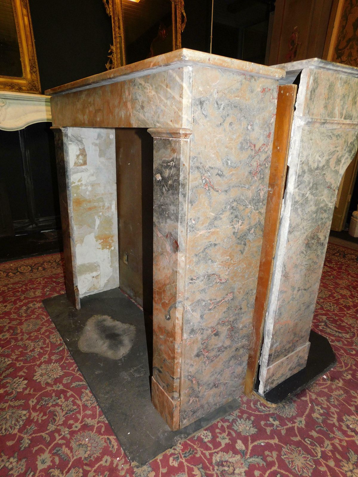photo buy Fireplace Mantle In Gray And Pink Marble "Fior Di Pesco", Italy