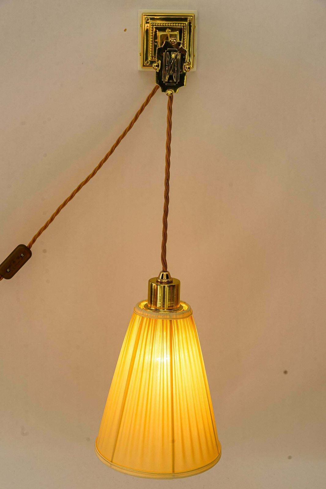 2 Adjustable And Sviweling Art Deco Wall Lamps With Fabric Shades Vienna 1920s photo furniture