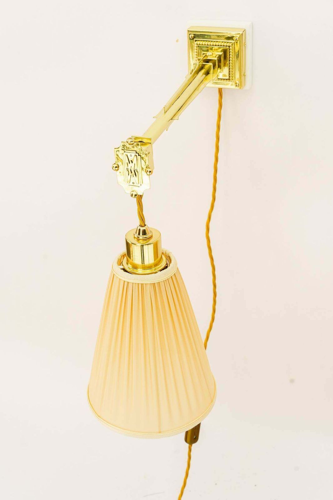 photo furniture 2 Adjustable And Sviweling Art Deco Wall Lamps With Fabric Shades Vienna 1920s