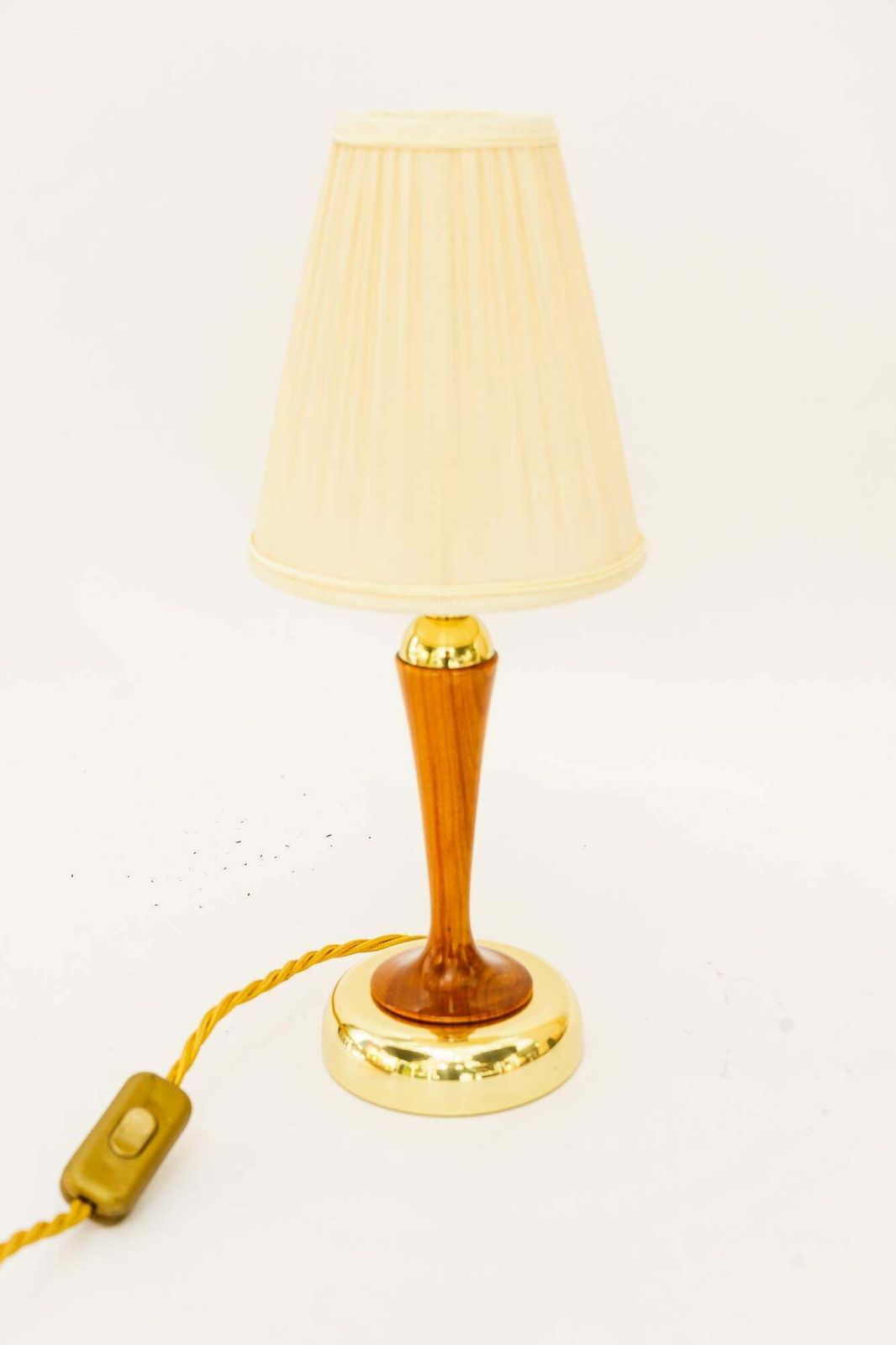 Rupert Nikoll Table Lamp With Cherry Wood And Fabric Shade Vienna Around 1950s photo furniture