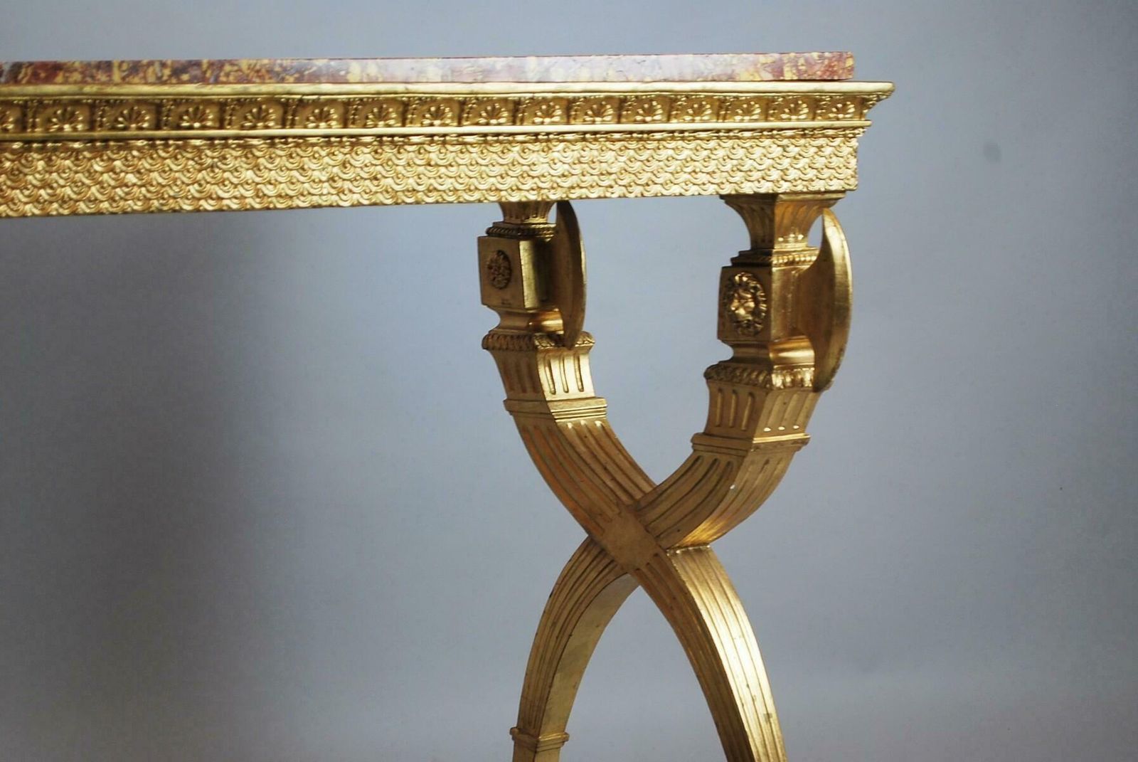 Console In Golden Wood, Marble, Sweden, Circa 1800 photo 12243.0