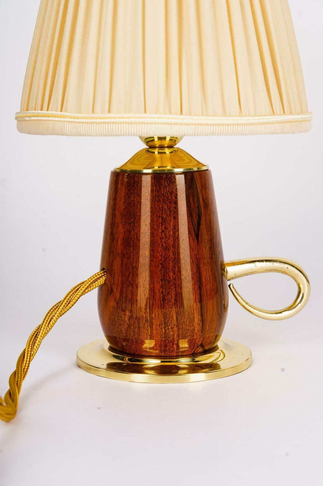 Rupert Nikoll Cherry Wood Table Lamp With Fabric Shade Vienna Around 1950s photo furniture