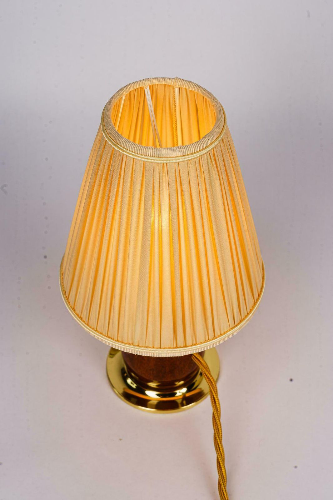 photo for sale Rupert Nikoll Cherry Wood Table Lamp With Fabric Shade Vienna Around 1950s