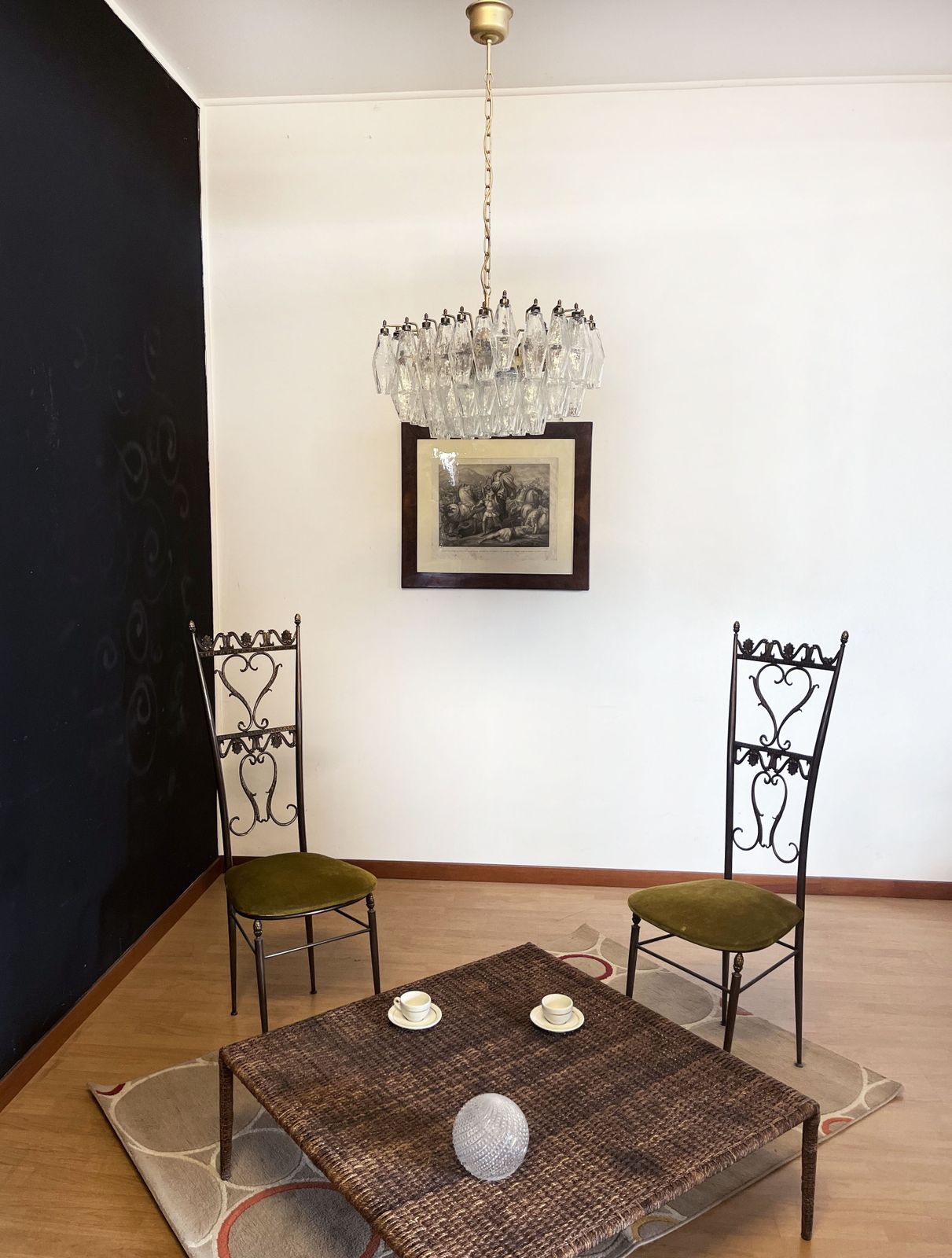 Elegant Murano Poliedri Chandelier   Carlo Scarpa   Trasparent Glasses photo furniture