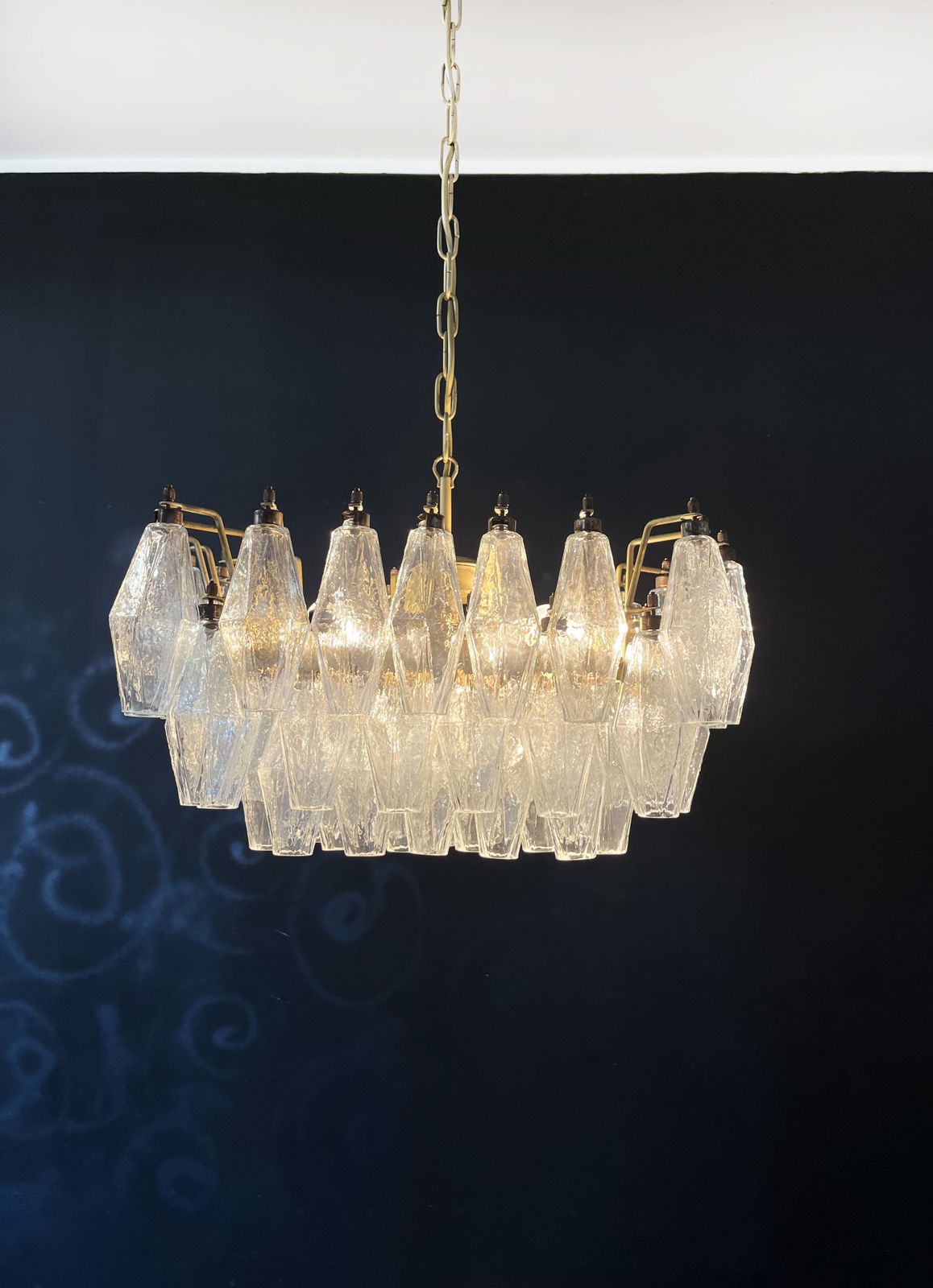 photo furniture Elegant Murano Poliedri Chandelier   Carlo Scarpa   Trasparent Glasses