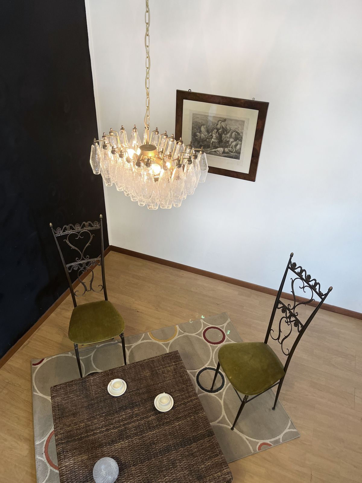 Lighting Elegant Murano Poliedri Chandelier   Carlo Scarpa   Trasparent Glasses photo