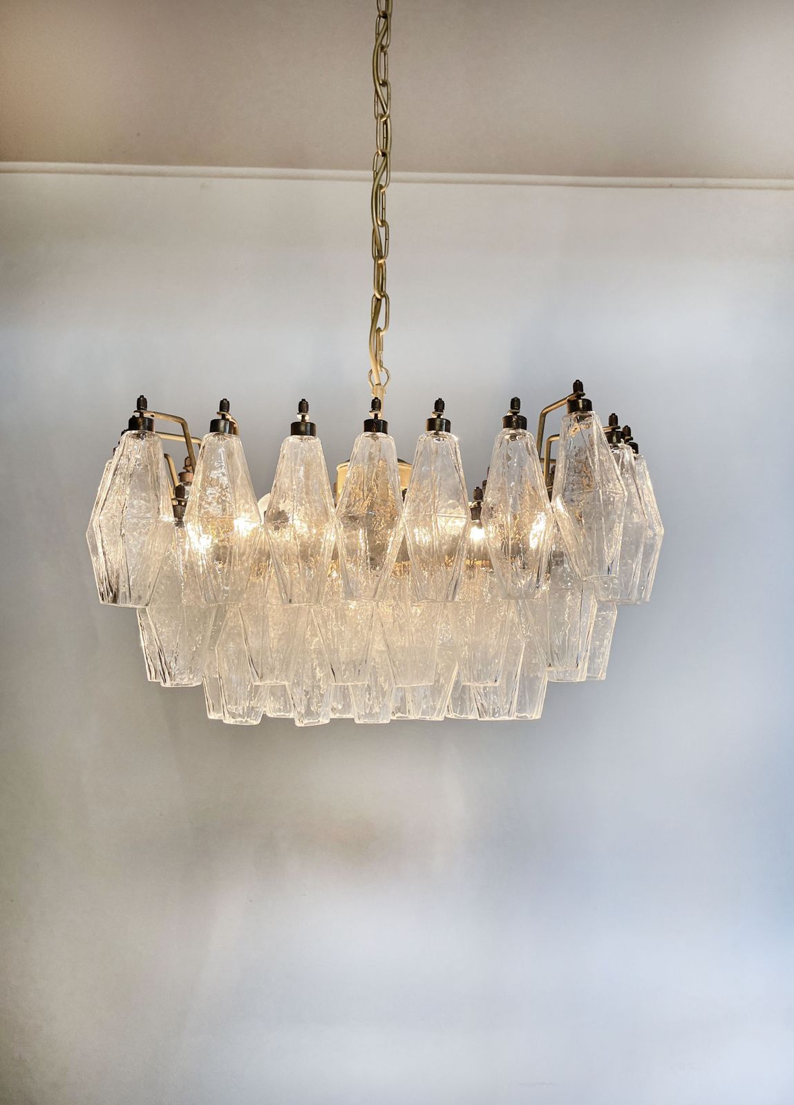 photo vinterior Elegant Murano Poliedri Chandelier   Carlo Scarpa   Trasparent Glasses