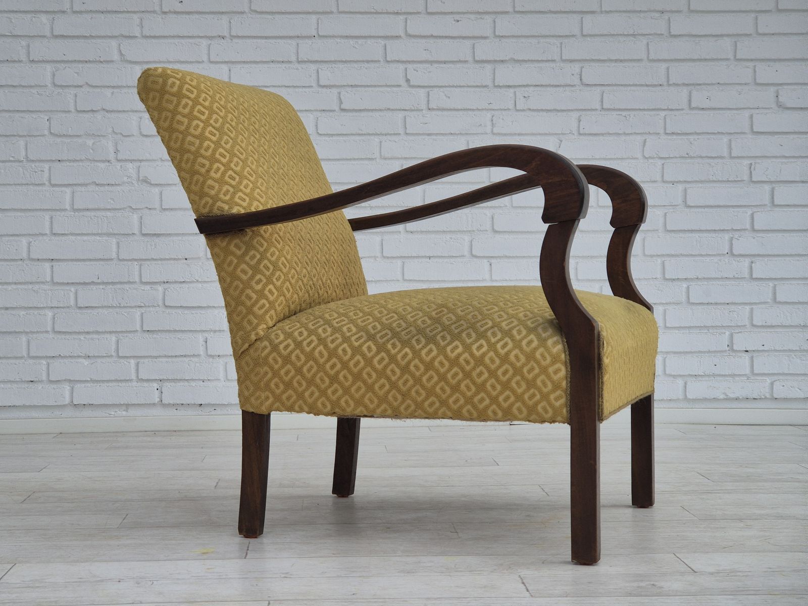 1950s, Danish Design, Armchair In Original Condition, Furniture Cotton/ Wool Fabric. photo furniture