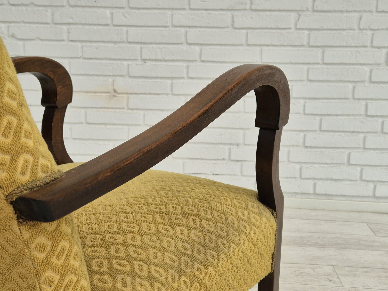 photo for sale 1950s, Danish Design, Armchair In Original Condition, Furniture Cotton/ Wool Fabric.