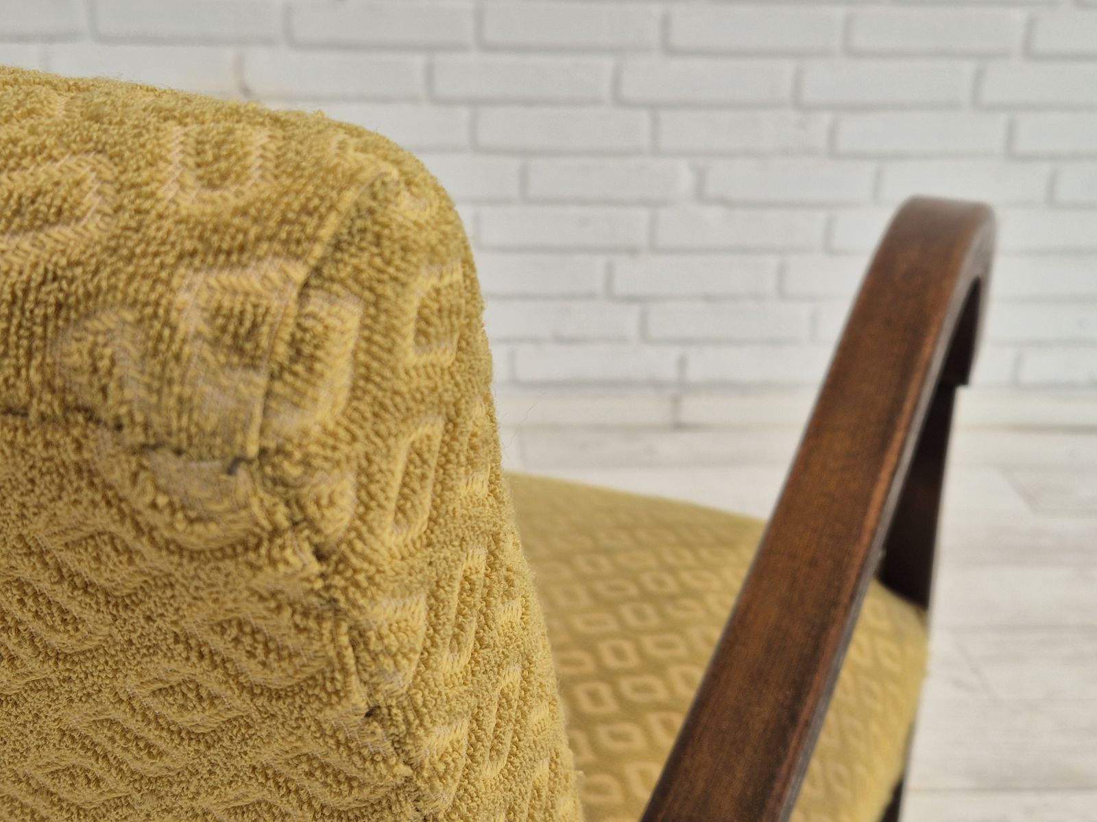 photo buy 1950s, Danish Design, Armchair In Original Condition, Furniture Cotton/ Wool Fabric.