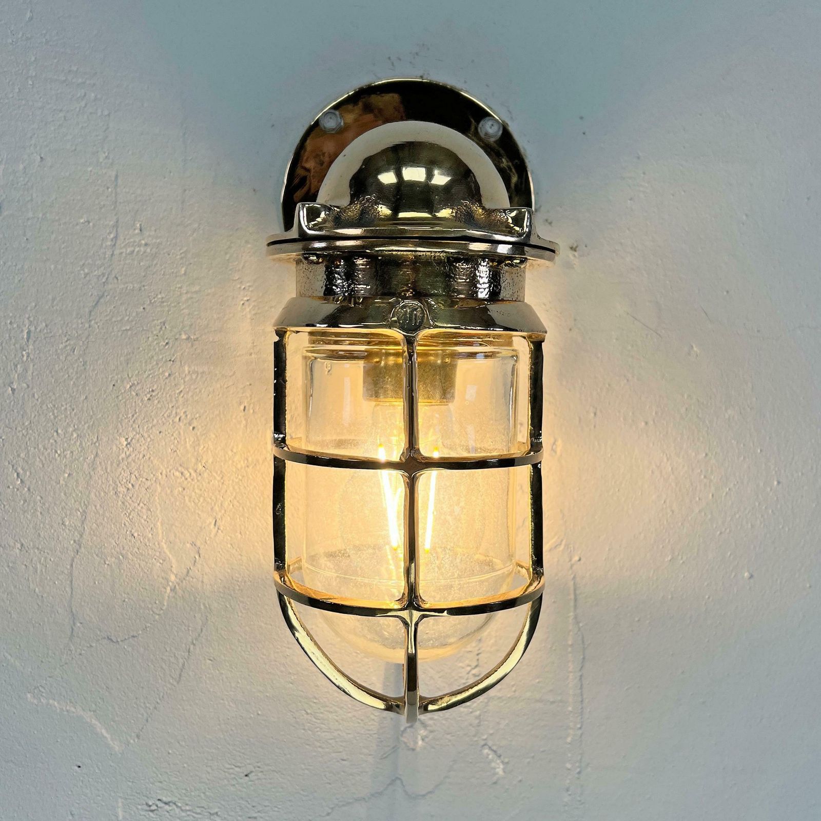 Lighting 1960's American Cast Bronze & Glass Wall Sconce With Cage By Oceanic Ul photo