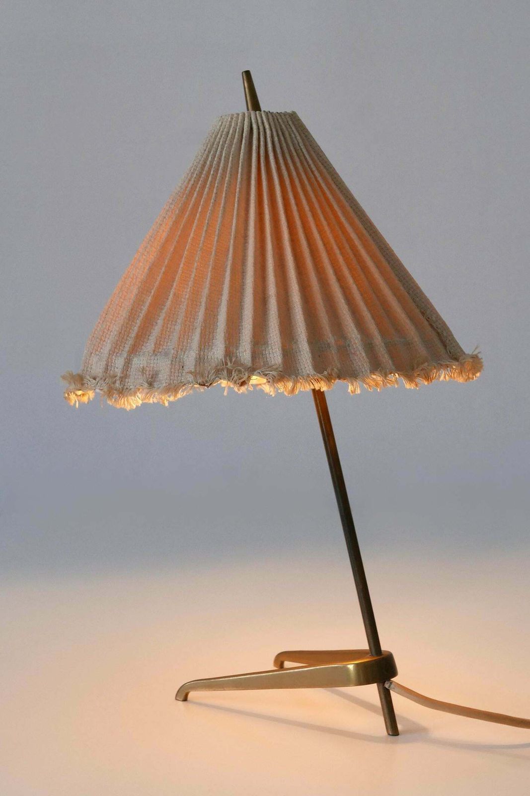 Rare Mid Century Modern Brass Crowfoot Table Lamp By J.T. Kalmar Austria 1950s photo buy
