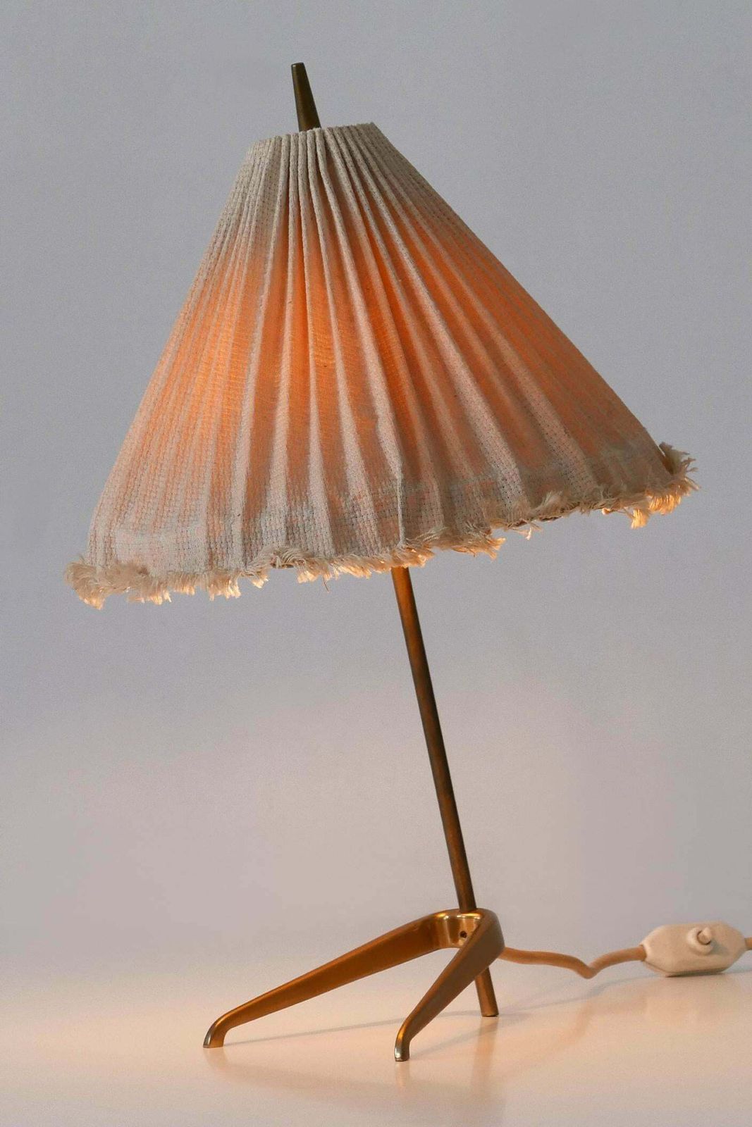 photo for sale Rare Mid Century Modern Brass Crowfoot Table Lamp By J.T. Kalmar Austria 1950s
