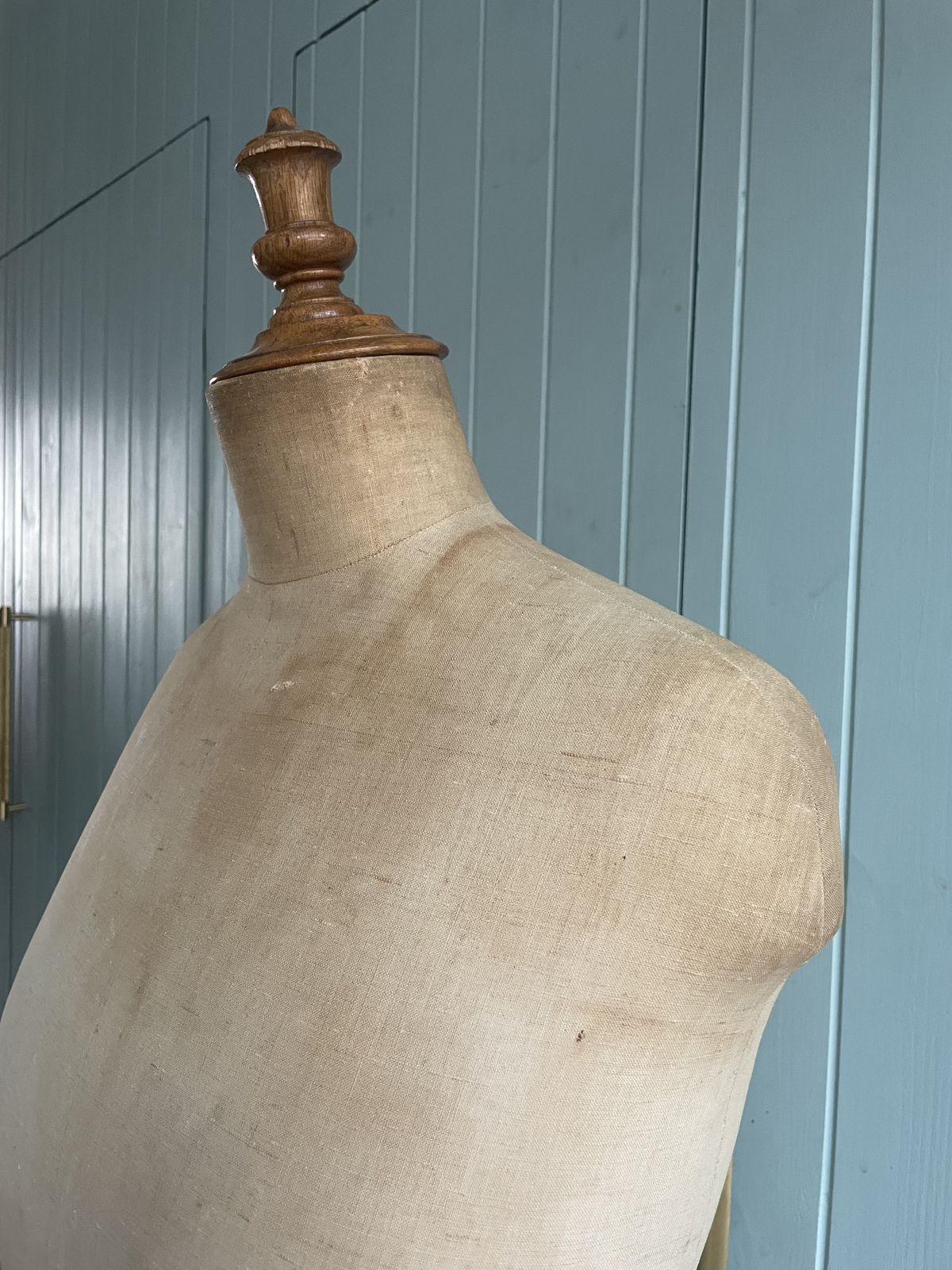 Vintage English Mid Century Linen And Pine Mannequin photo 250.0