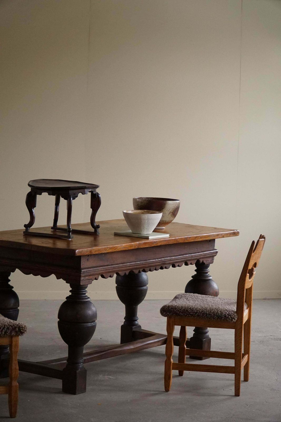 19th Century Antique Baroque Dining / Desk Table In Oak, Danish Cabinetmaker photo Furniture