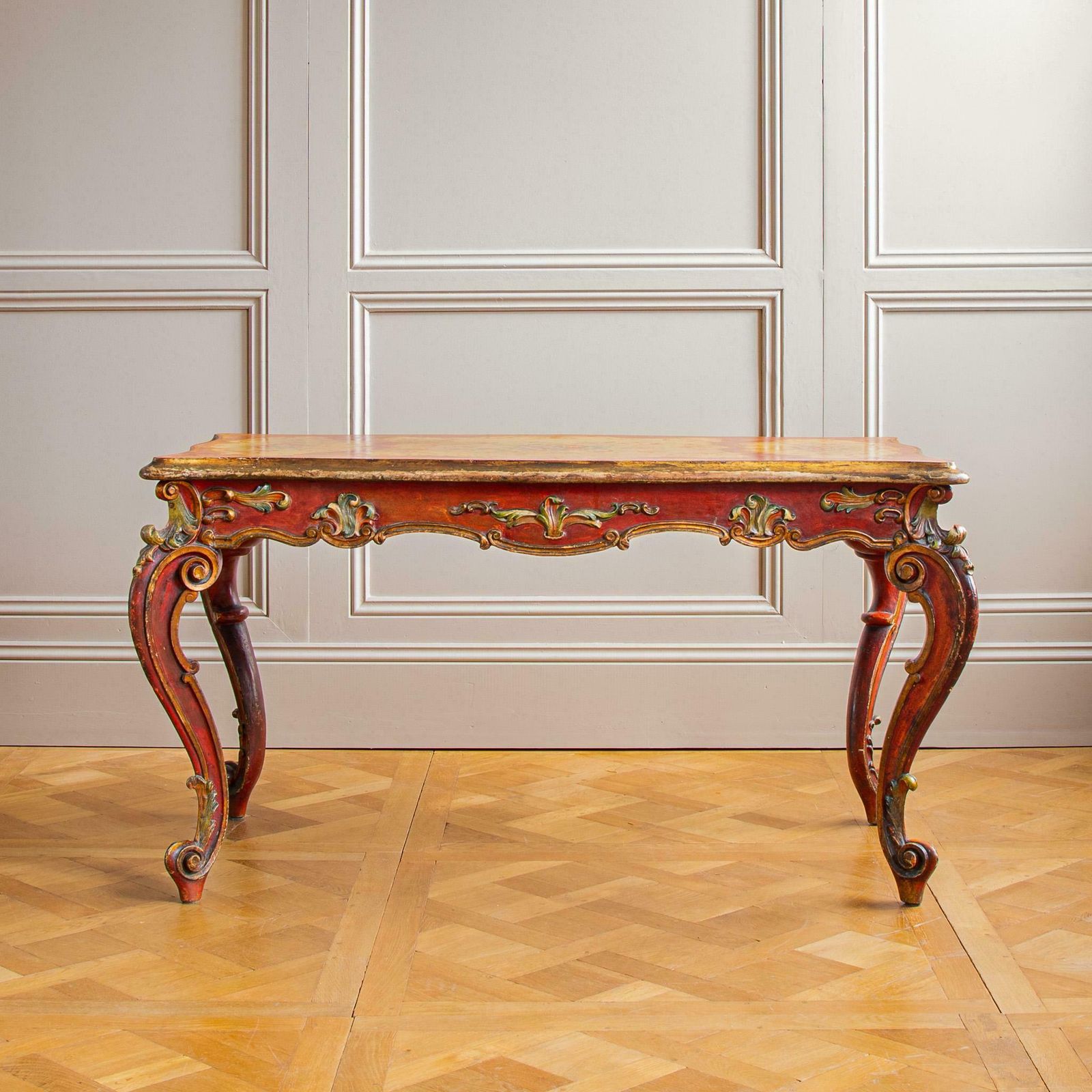 19th Century Italian Rococo Table Painted In The Venetian Style photo Furniture