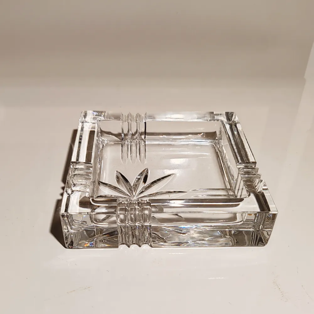 Vintage Crystal Smoking Set "Palms" By Kristall Krisla. Made In Italy, 1970s photo Home Decor