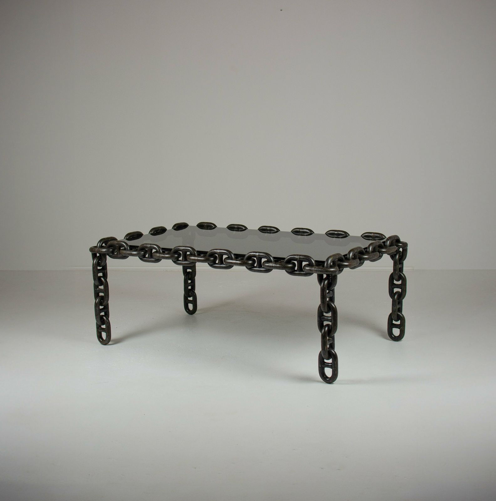 Industrial Chain Link Coffee Table, Belgium, 1970's Brutalist In The Manner Of Franz West photo vintage