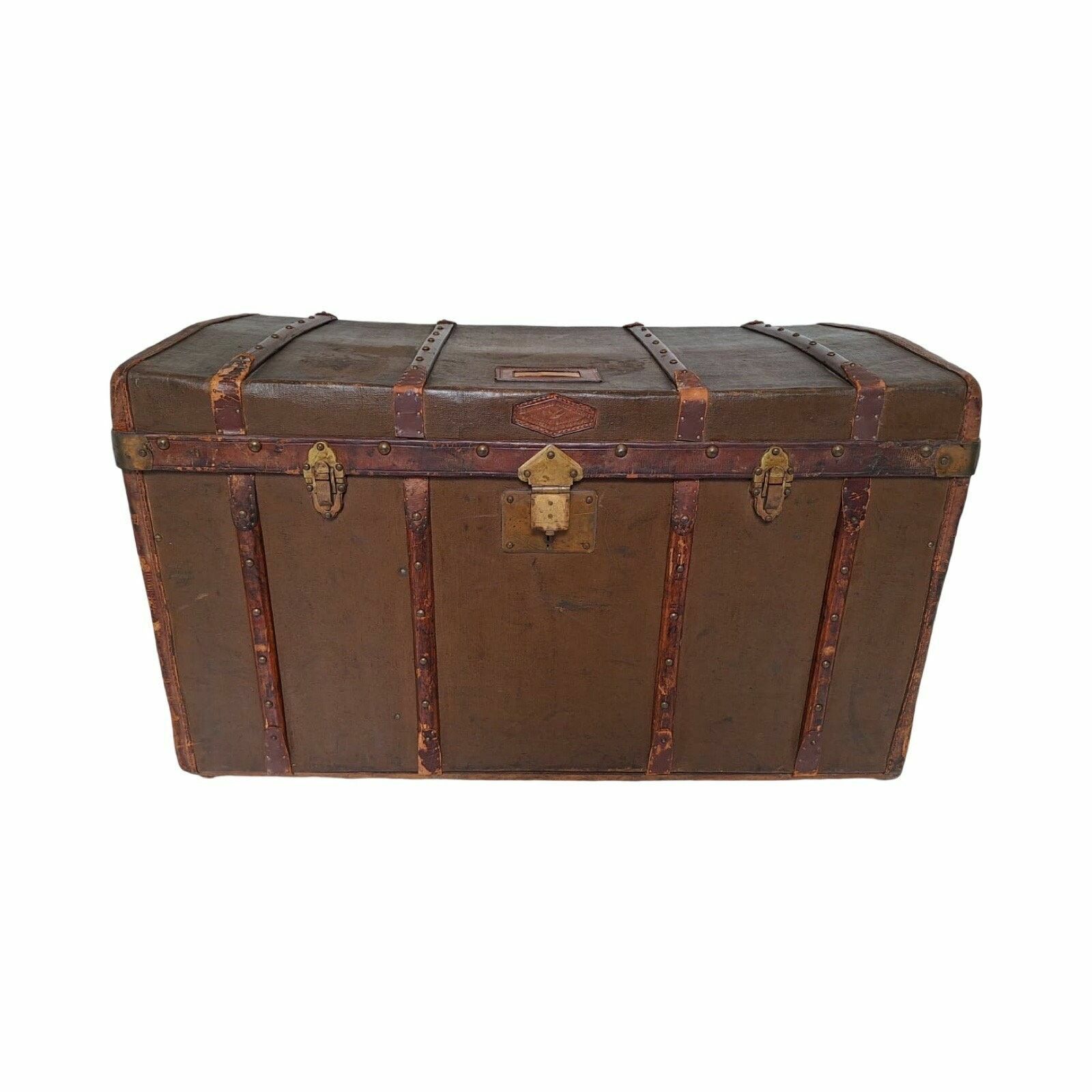 Les Hirondelles Bruxelles   Steamer Trunk With Compartments   Mounted On Wheels   Leather Handles, Wooden Frame And Brass Locks   Ca. 1910 photo furniture