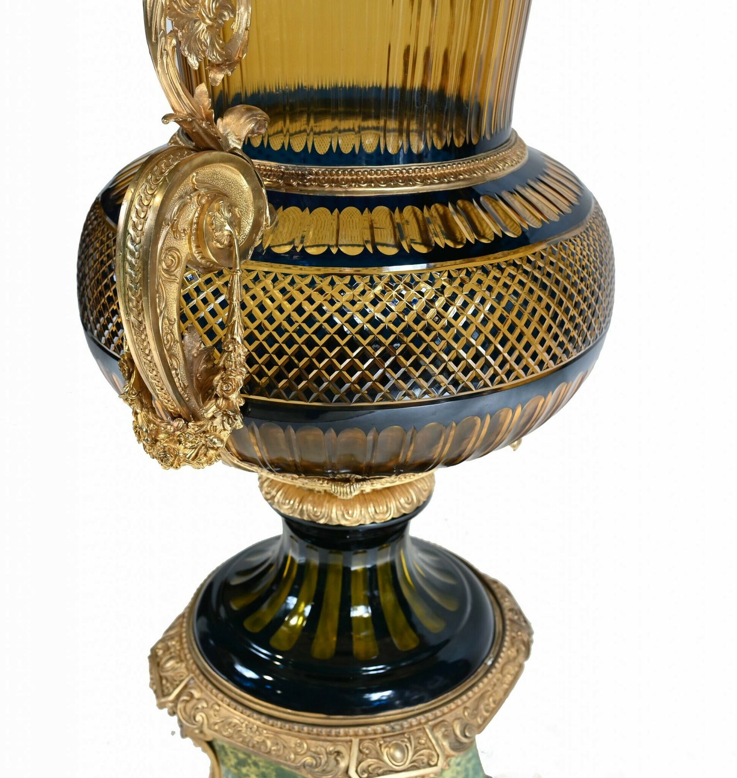 photo for sale Pair Large Crystal Glass Urns French Empire Vases