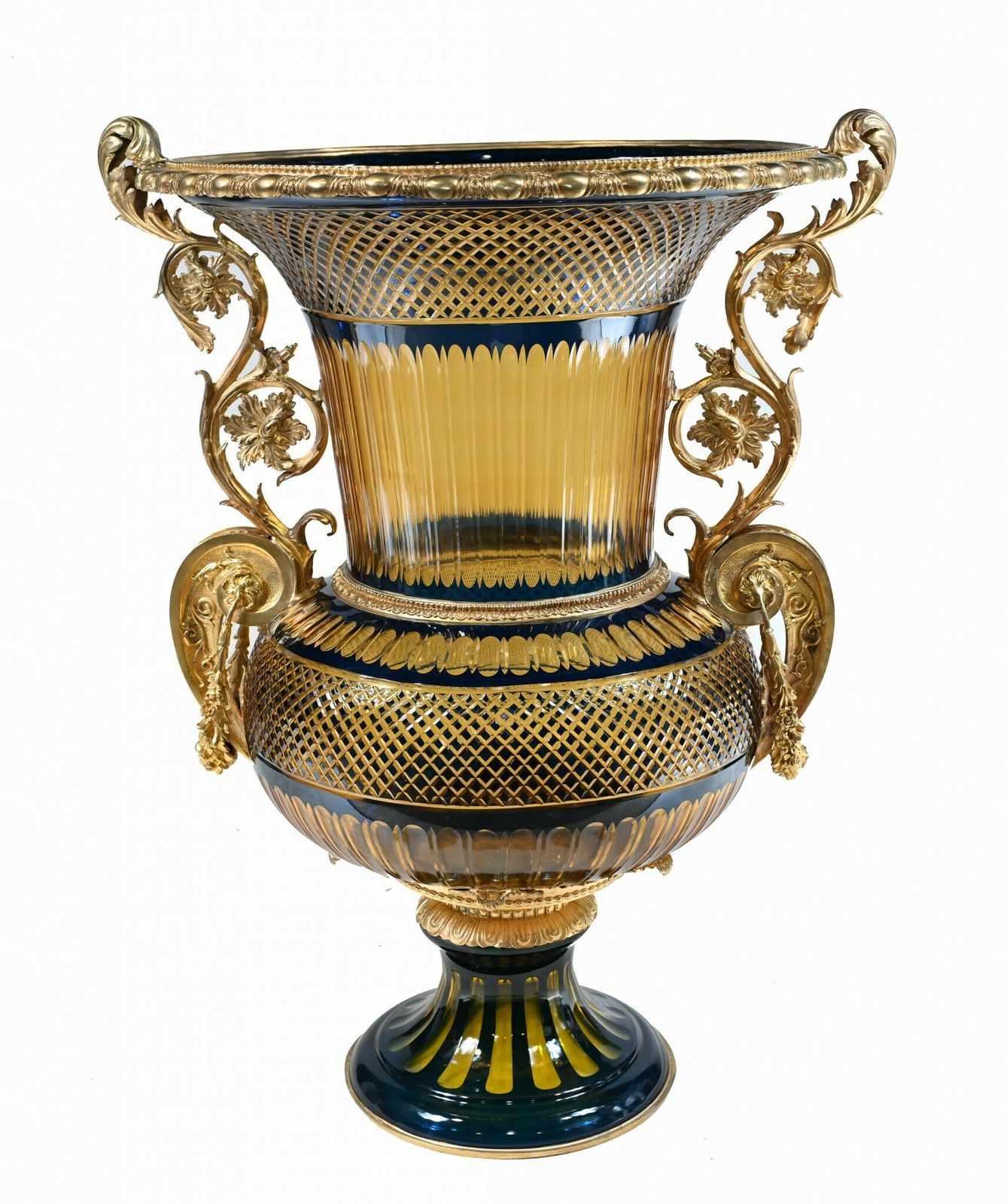 5750.0 Pair Large Crystal Glass Urns French Empire Vases photo