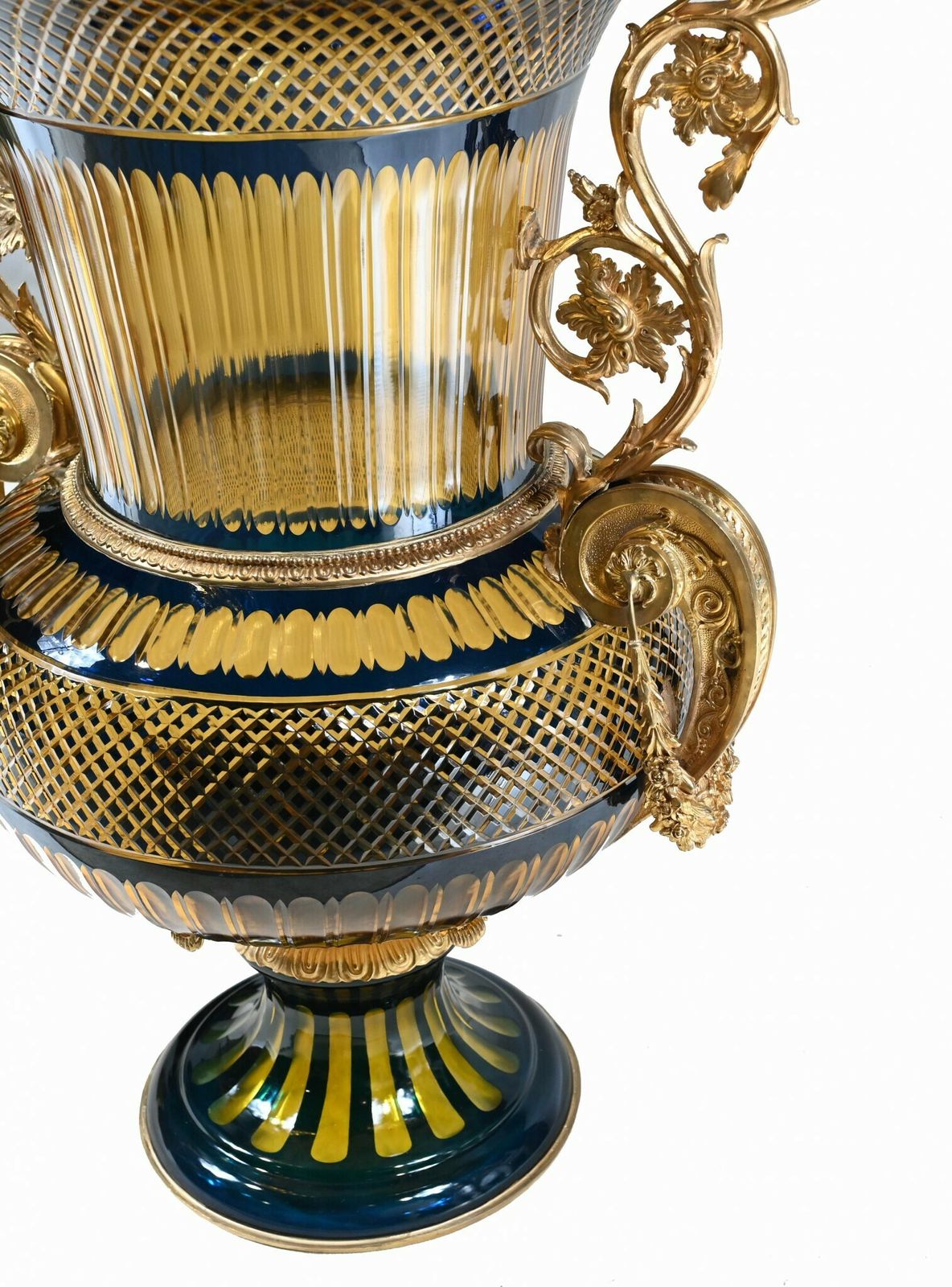 photo vintage Pair Large Crystal Glass Urns French Empire Vases