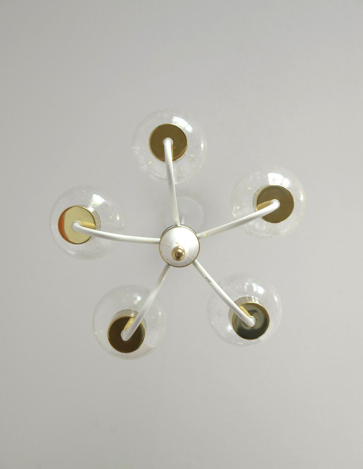 Vintage Pendant Light / White Eclectic Chandelier / Light Fixture / Hollywood Regency / Germany 1970's photo 338.0