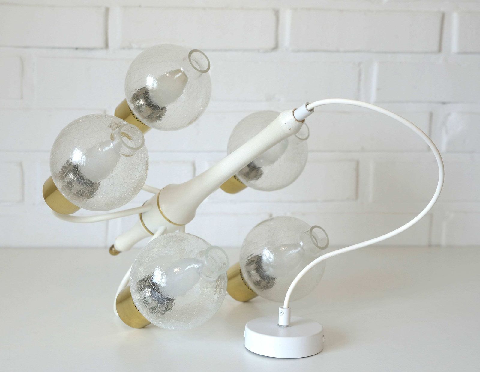 Vintage Pendant Light / White Eclectic Chandelier / Light Fixture / Hollywood Regency / Germany 1970's photo buy