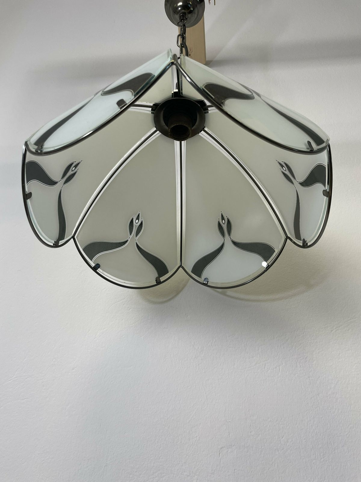 Glass Pendant Lamp / Made In Yugoslavia/ Vintage Glass Lamp/ Retro Pendant Lamp / Hollywood Regency / Shabby Chic / Vintage Decor photo Lighting