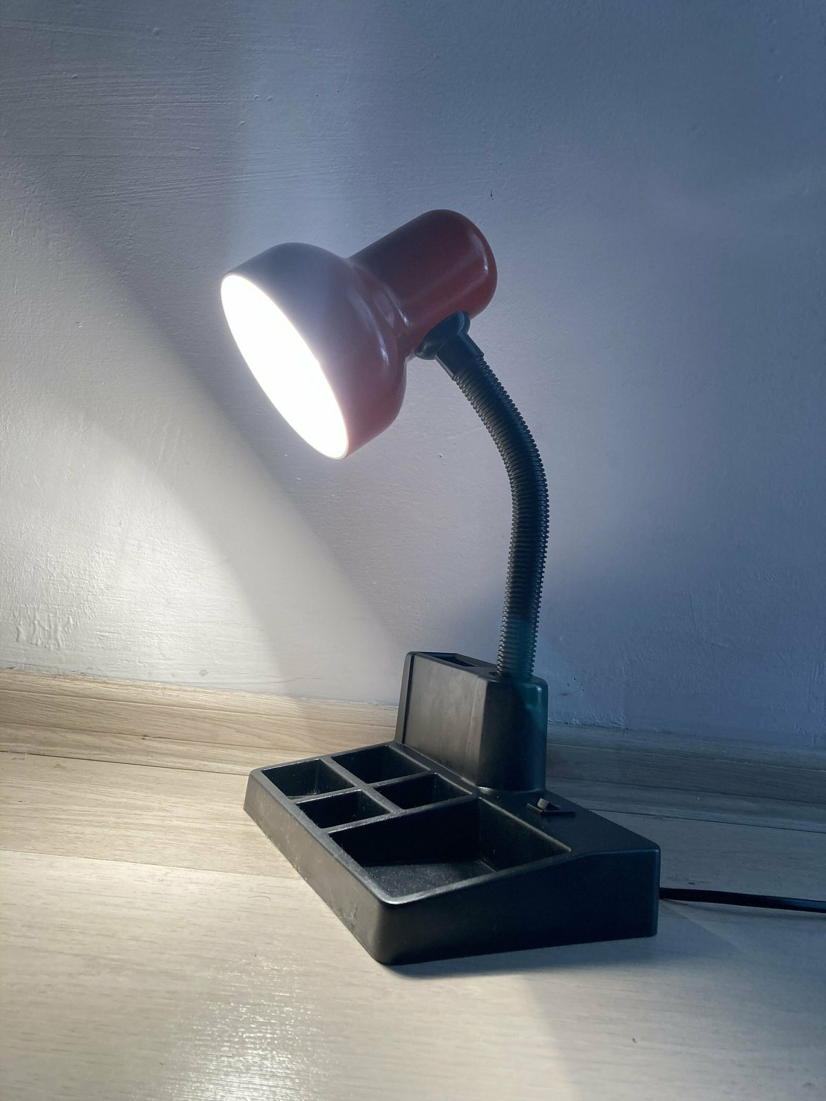 Desk Lamp Black Red / Retro Table Lamp / Postmodern Lamp / Vintage Decor / Made In 1990 / Memphis Stlye / Red Table Lamp / Office Lamp photo buy