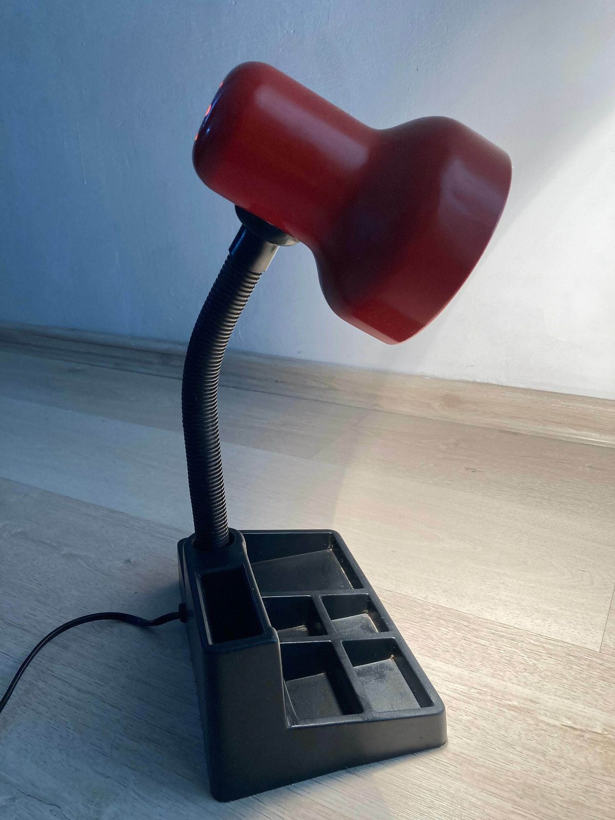 Desk Lamp Black Red / Retro Table Lamp / Postmodern Lamp / Vintage Decor / Made In 1990 / Memphis Stlye / Red Table Lamp / Office Lamp photo vintage