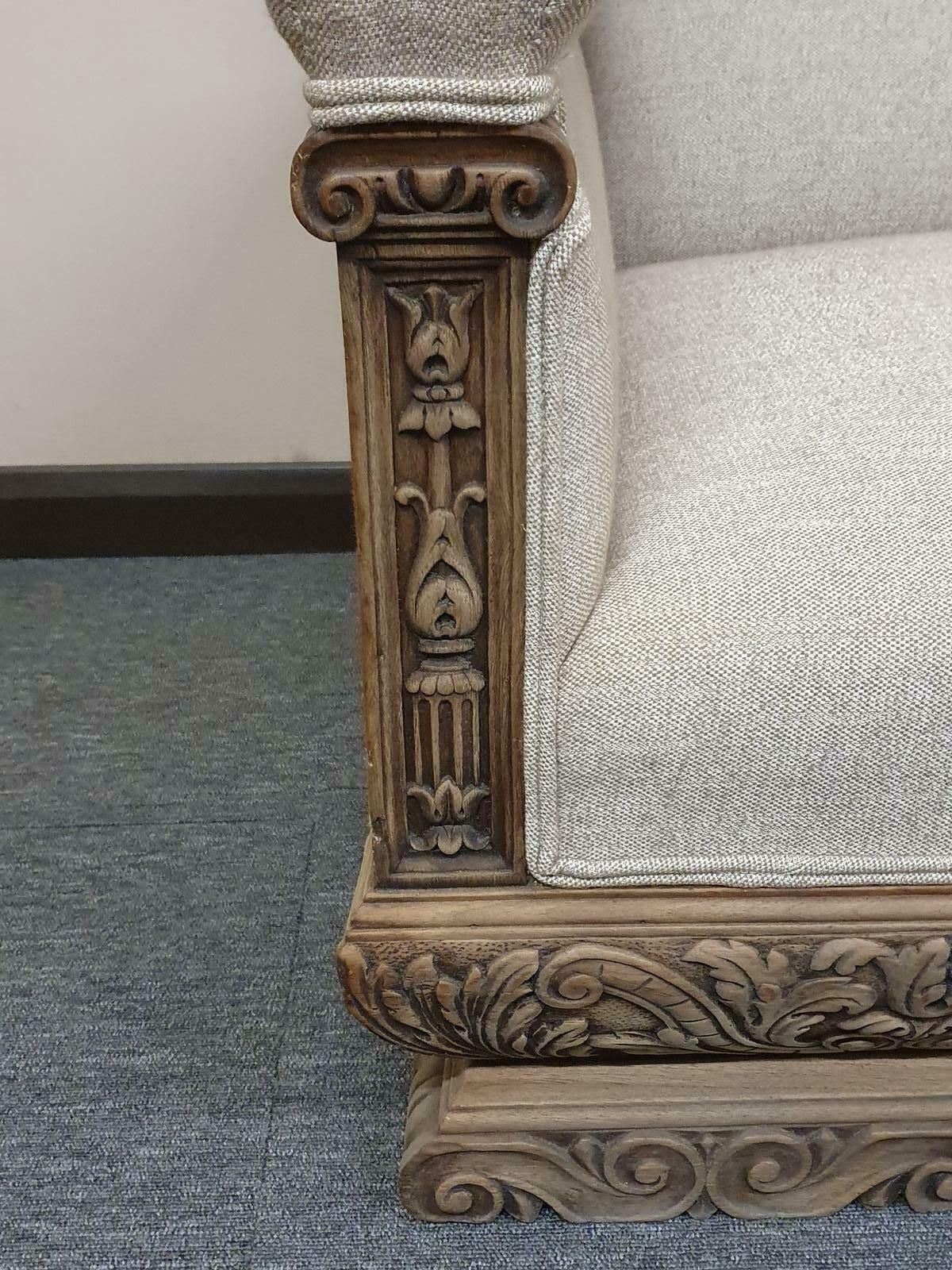 Decorative Carved Sofa, 1800s, Antique photo furniture