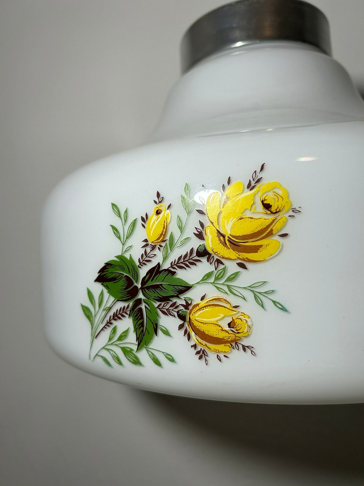 Vintage Glass Pendant Lamp / Vintage Decor / Vintage Furnier / Mid Century Modern / Unique Glass Chandelier Glass Pendant Lamp White Yellow photo Lighting