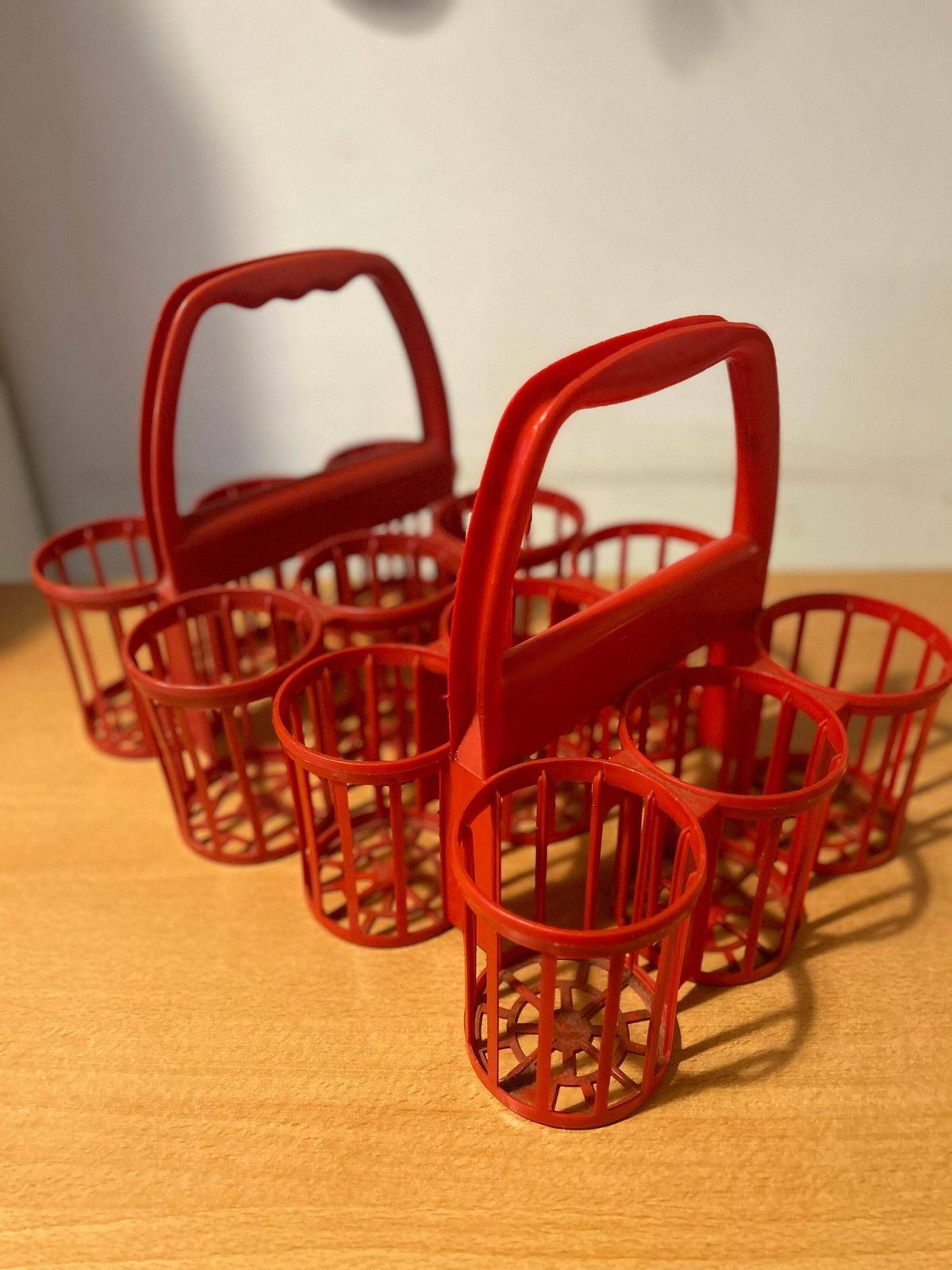 Bottle Rack   Set Of 2 Vintage Orange Plastic Bottle Racks / Milk Bottle Racks / Wine Racks   1970s