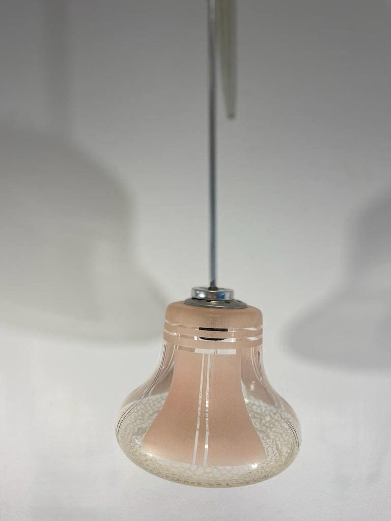 Vintage Rose Pendant Lamp / 70s Pendant Lamp / Vintage Ceiling Lamp / Retro Pendant Lamp Rose / 70s Clear Lamp/Retro / Retro Decor photo for sale