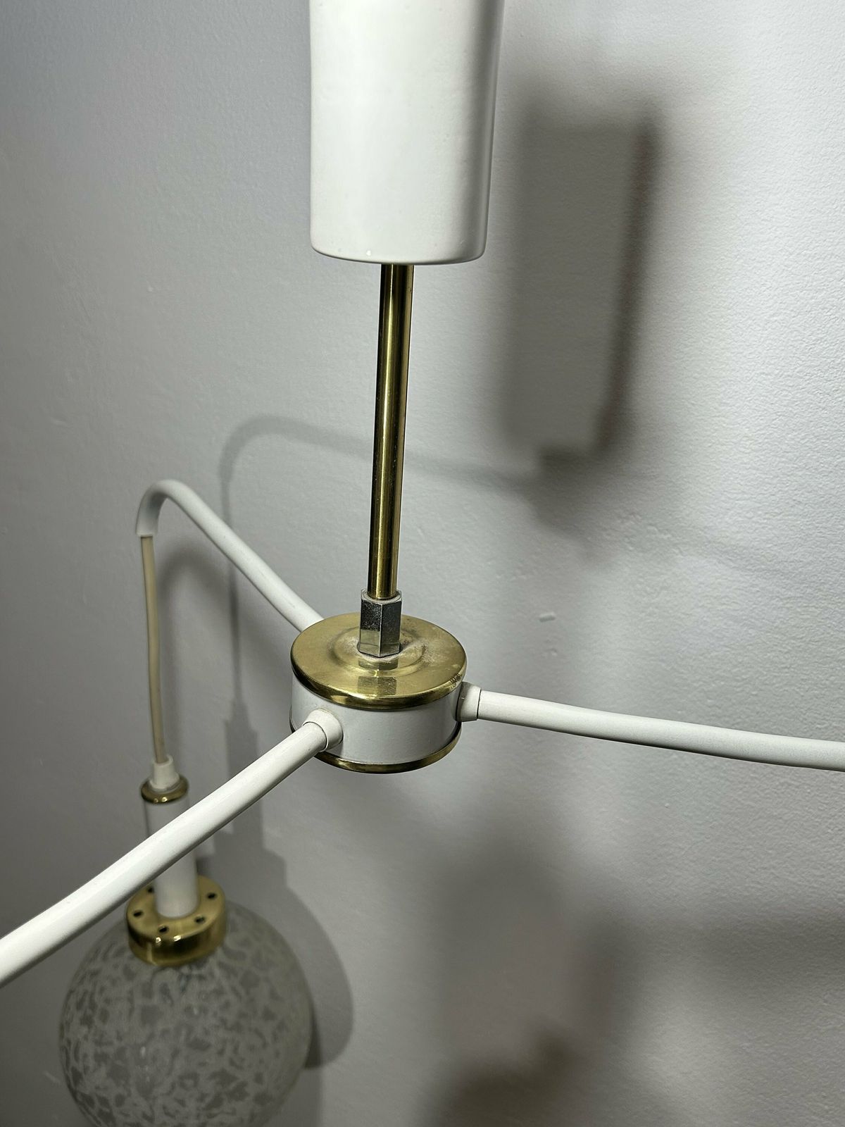 Vintage Pendant Lamp Glass Bowls / White Cascading Chandelier / Mid Century Modern 3 Light Bubble Globe Lamp photo 104.0