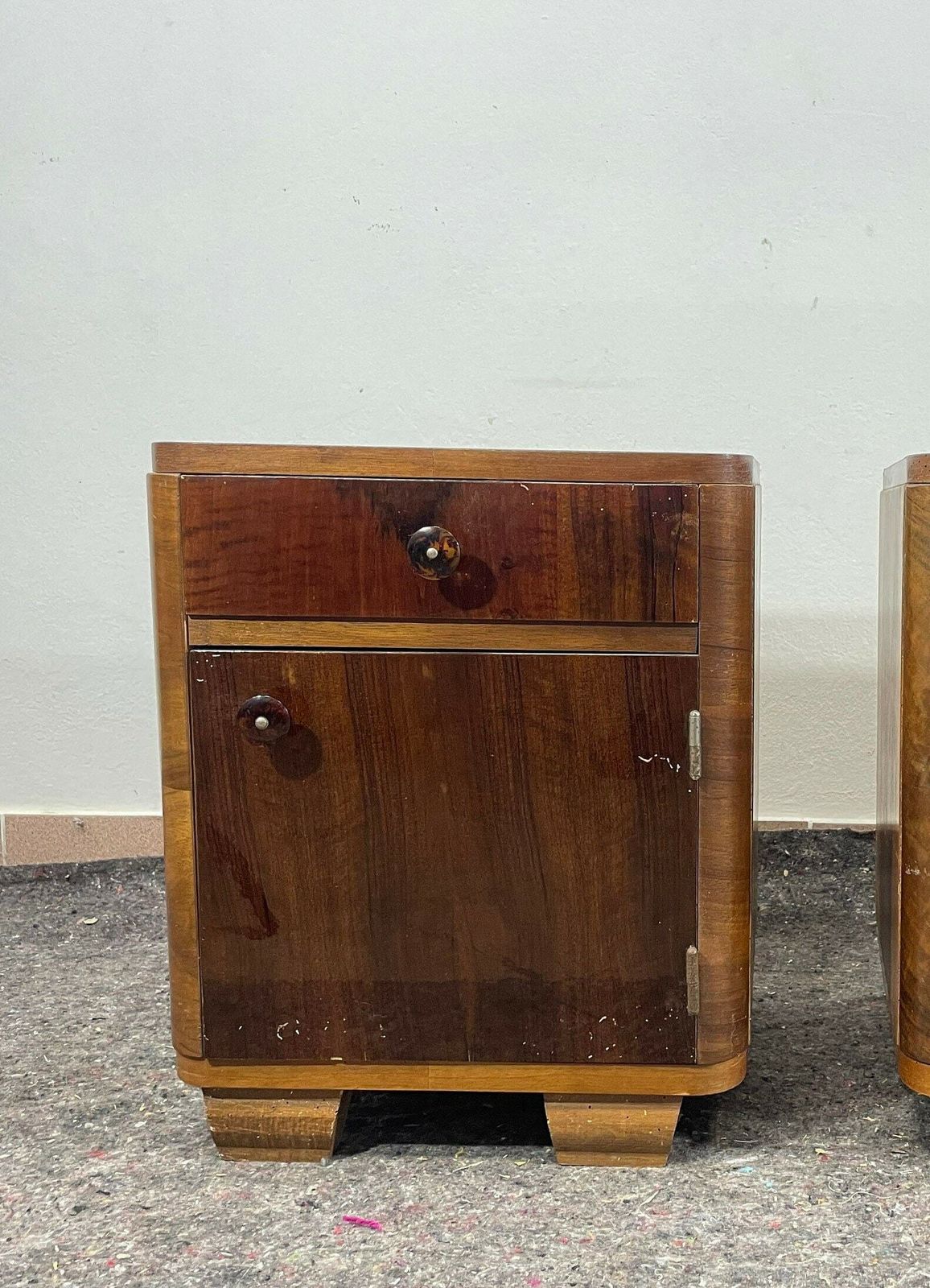 Art Deco Bedside Tables In Wood, 40s , Vintage Nightstands, Vintage Home Decor , Retro Furniture, Vintage Furniture, Bedroom , Nightstand