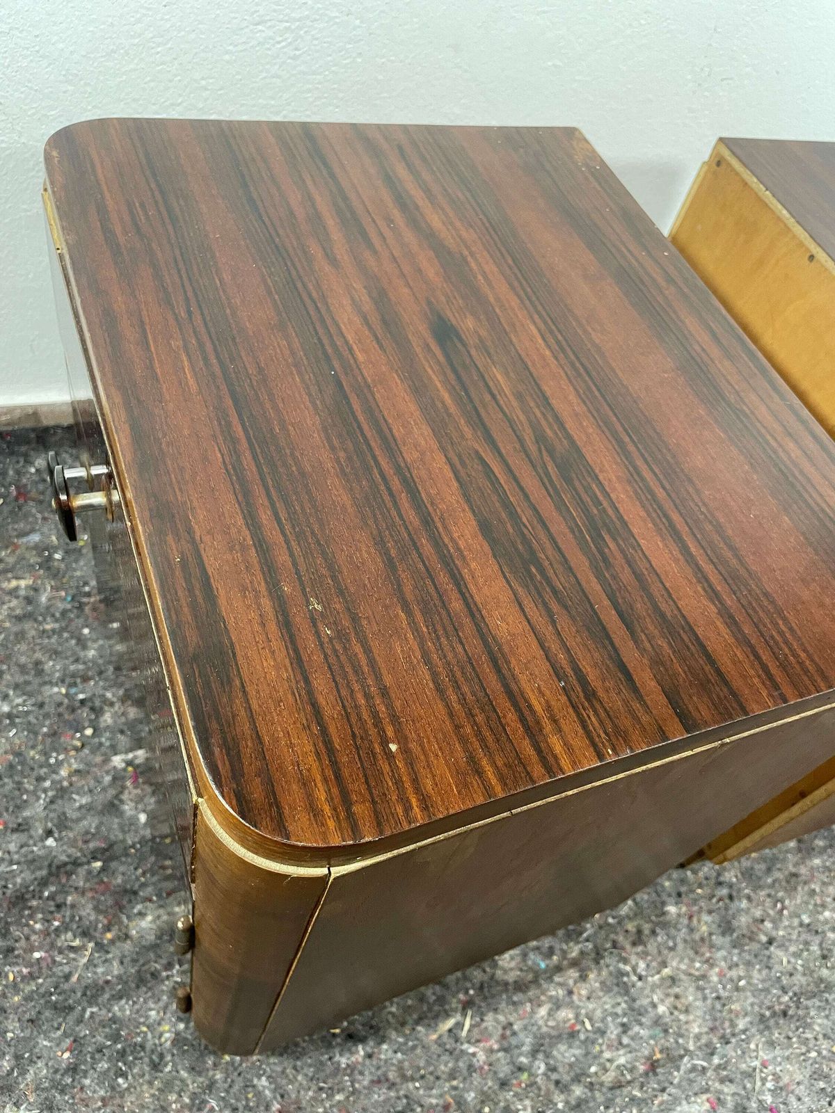 Art Deco Bedside Tables In Wood, 40s , Vintage Nightstands, Vintage Home Decor , Retro Furniture, Vintage Furniture, Bedroom , Nightstand photo vintage