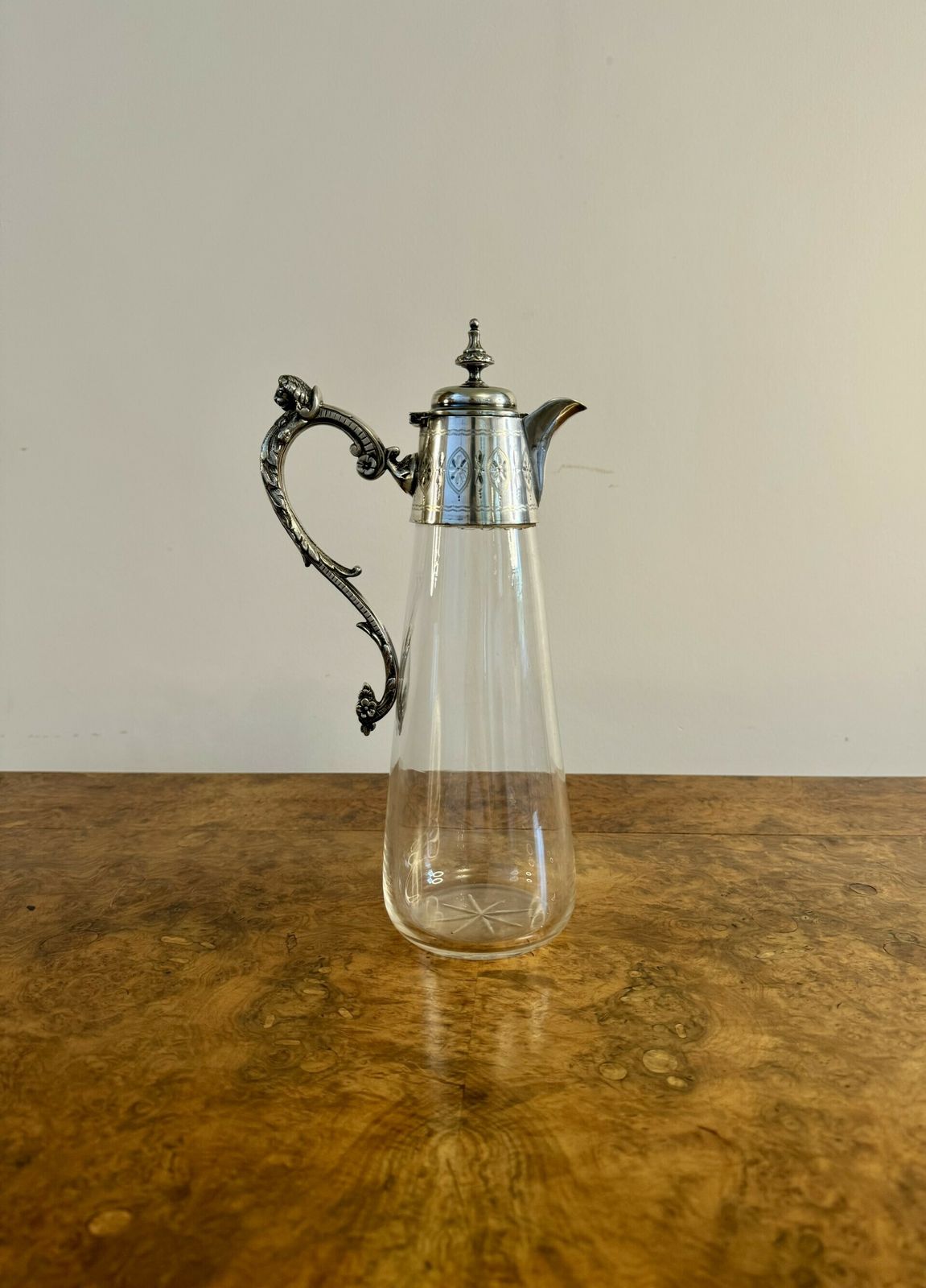 Wonderful Quality Victorian Glass And Silver Plated Claret Jug photo vinterior