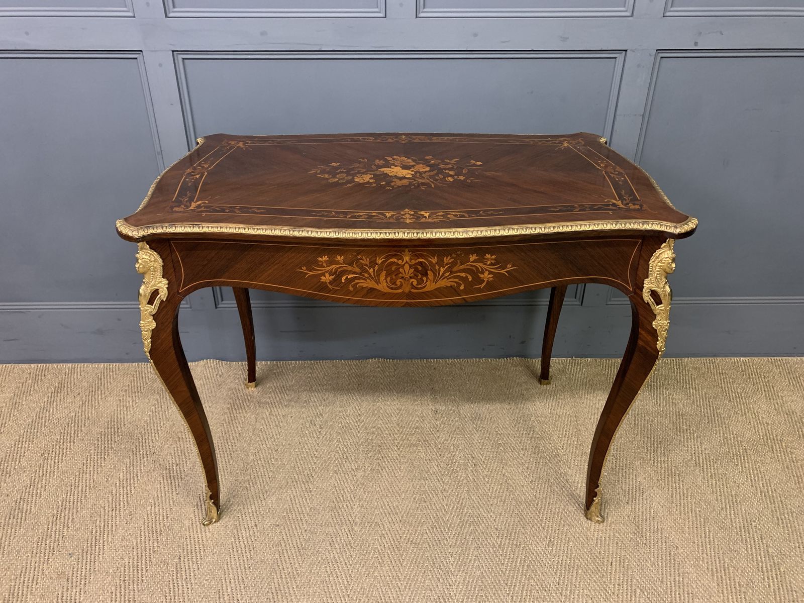 Inlaid Kingwood Floral Marquetry Table