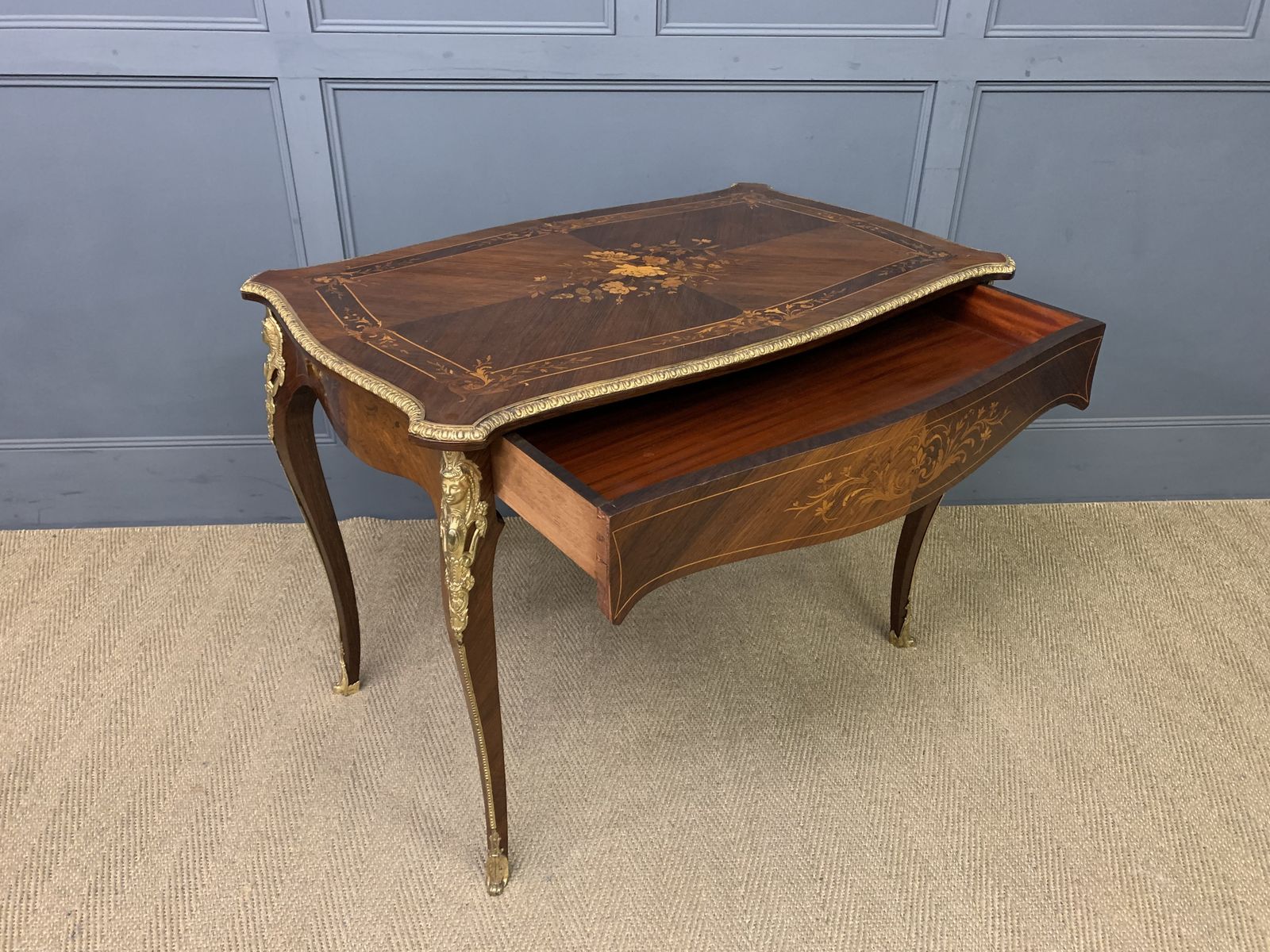 Inlaid Kingwood Floral Marquetry Table photo buy