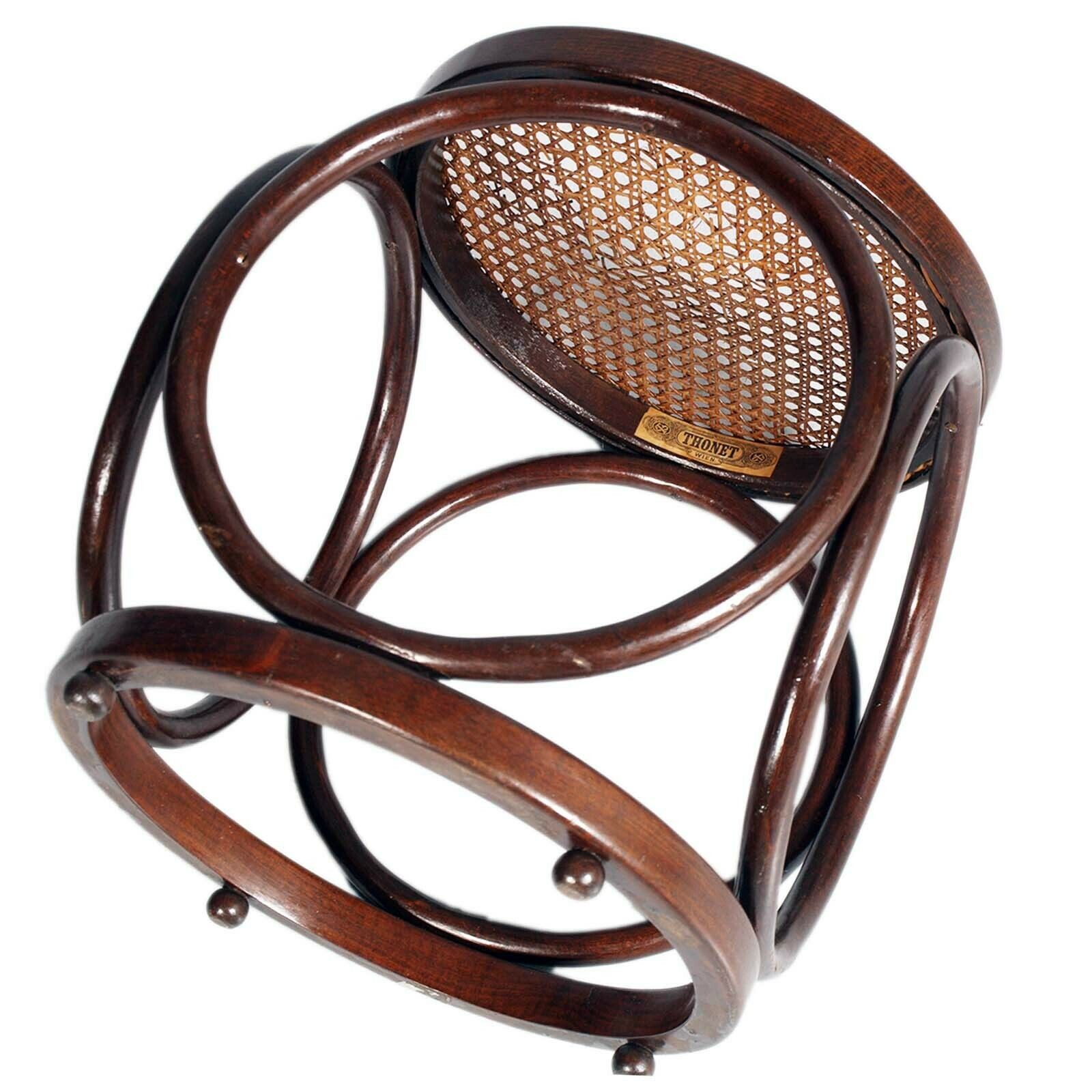 A Art Deco Original Stool ,  Rattan Cane Top By Michael Thonet photo furniture