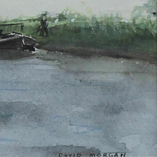 Watercolour By David Morgan. Boats On The River photo for sale